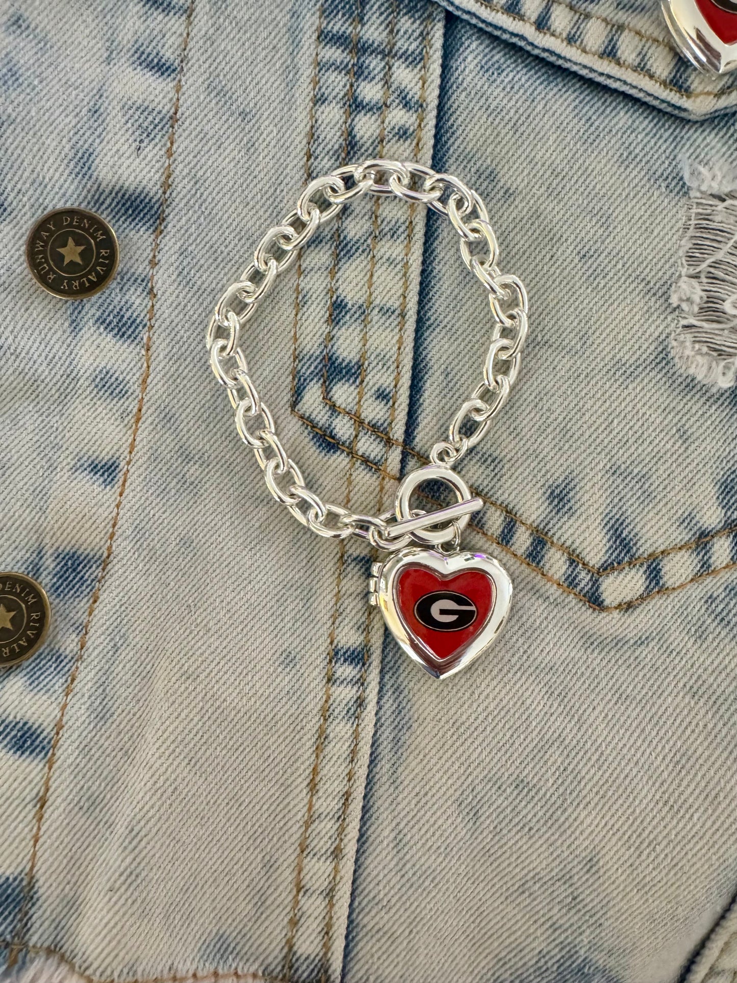 Silver locket bracelet georgia
