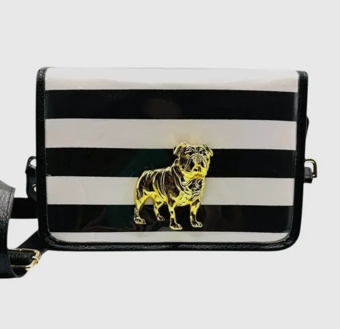 Boutique clear purse/bag with bulldog medallion