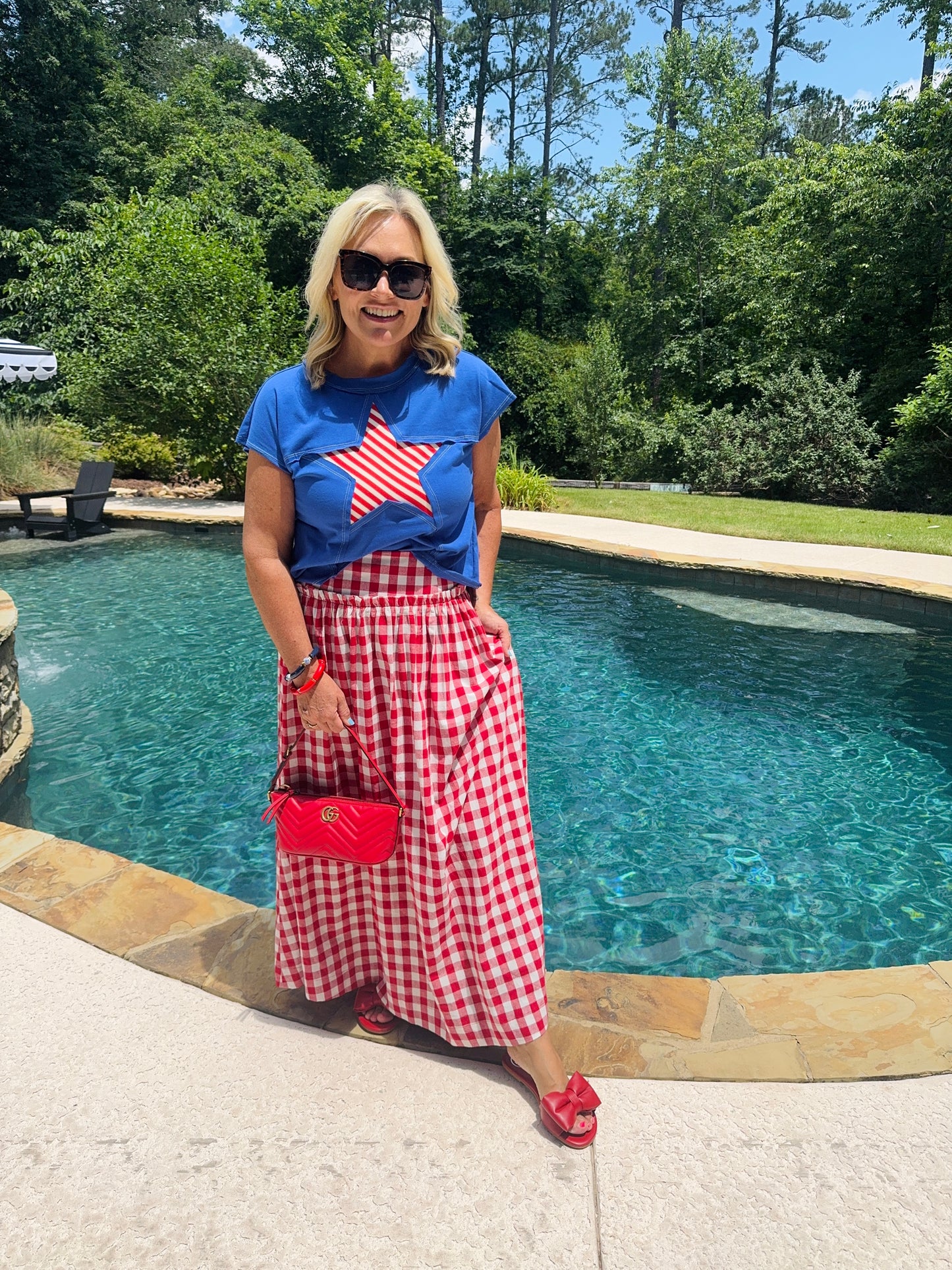 Blue shirt striped star marked down