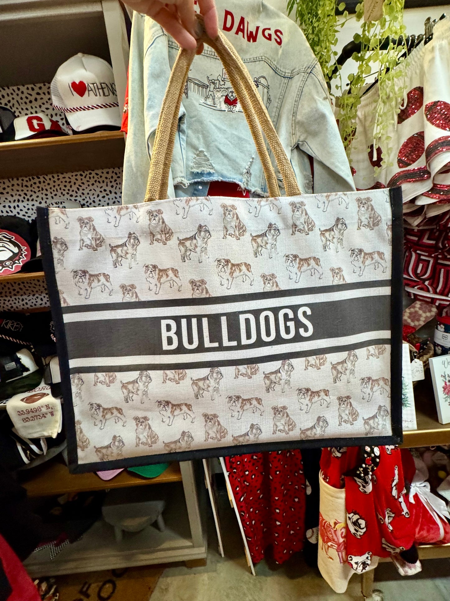 tote bag bulldogs jute