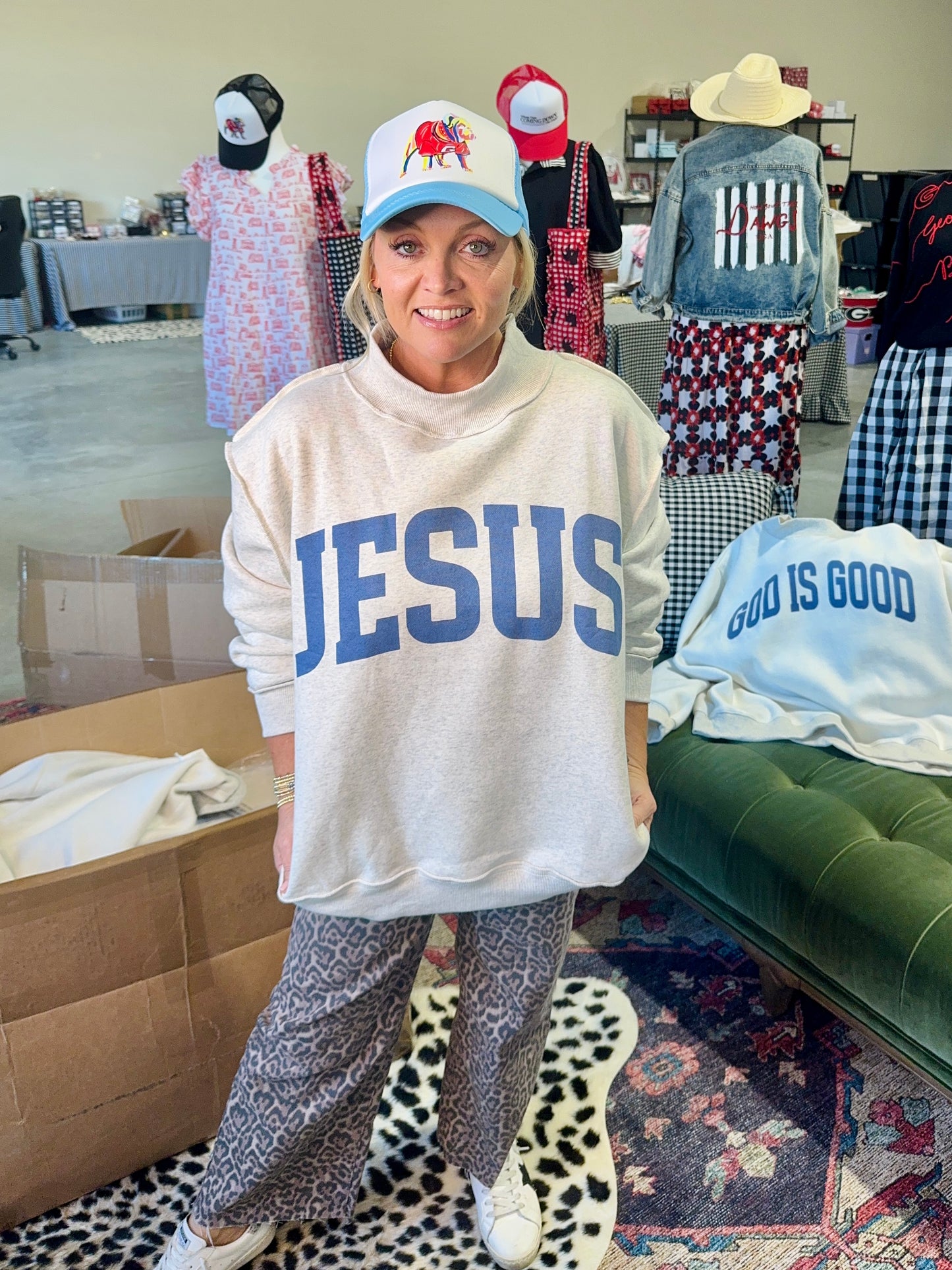Ships now! reversible mock neck “Jesus” and “God is Good”