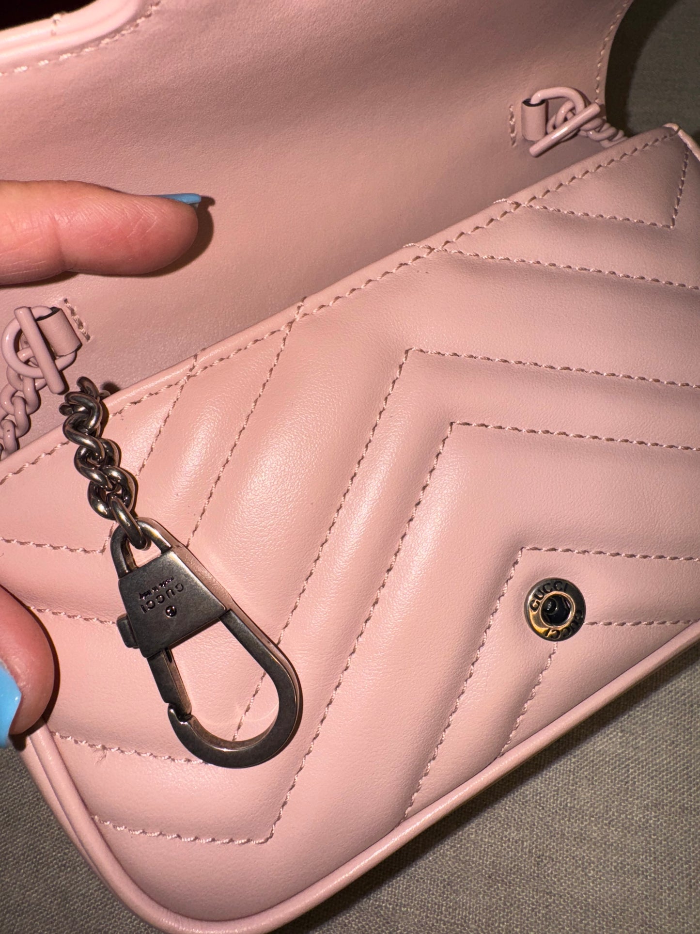 Pink Gucci GG marmont leather mini shoulder bag with chain new!