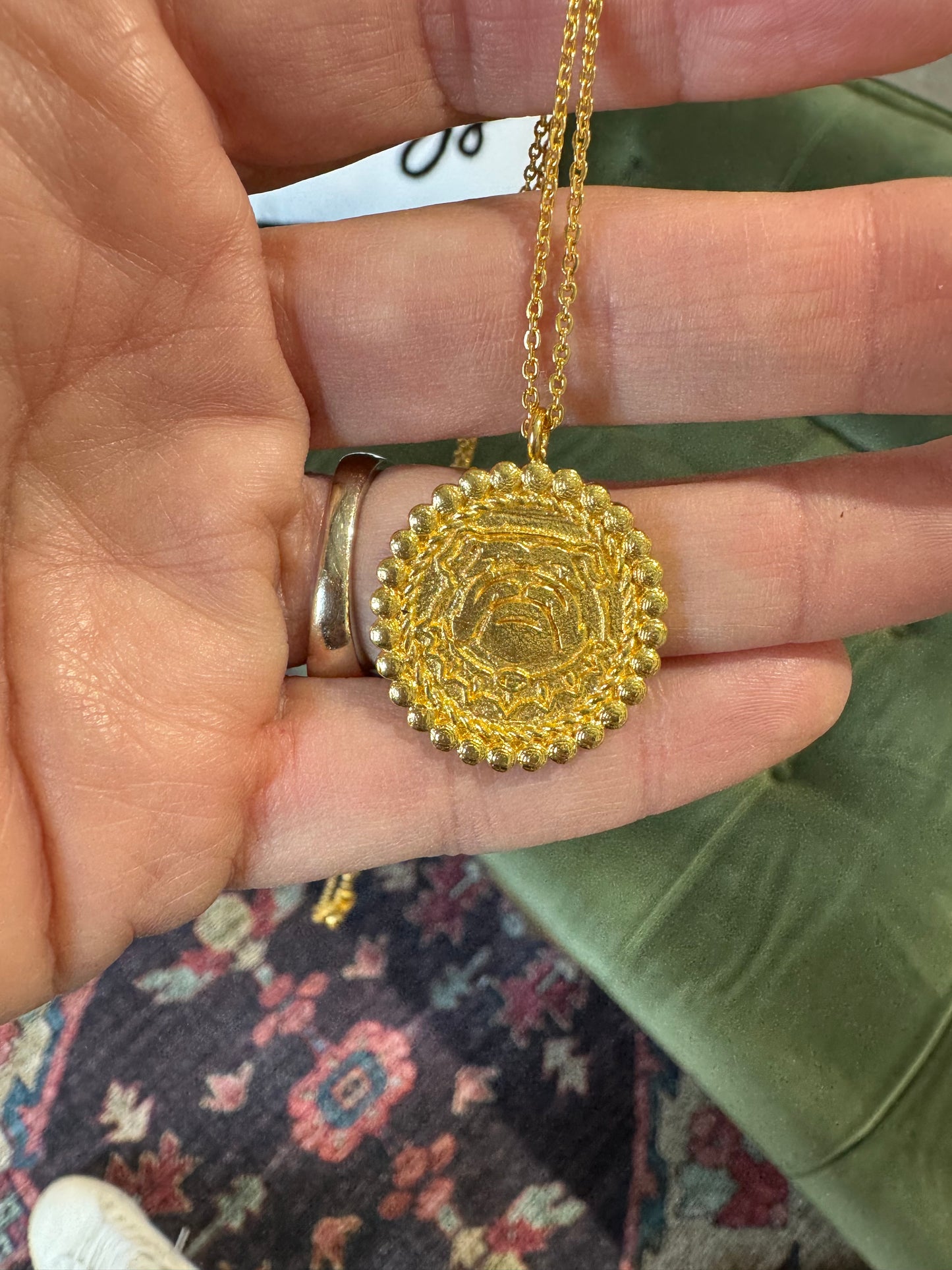 Lisi lerch bulldog gold coin necklace on chain
