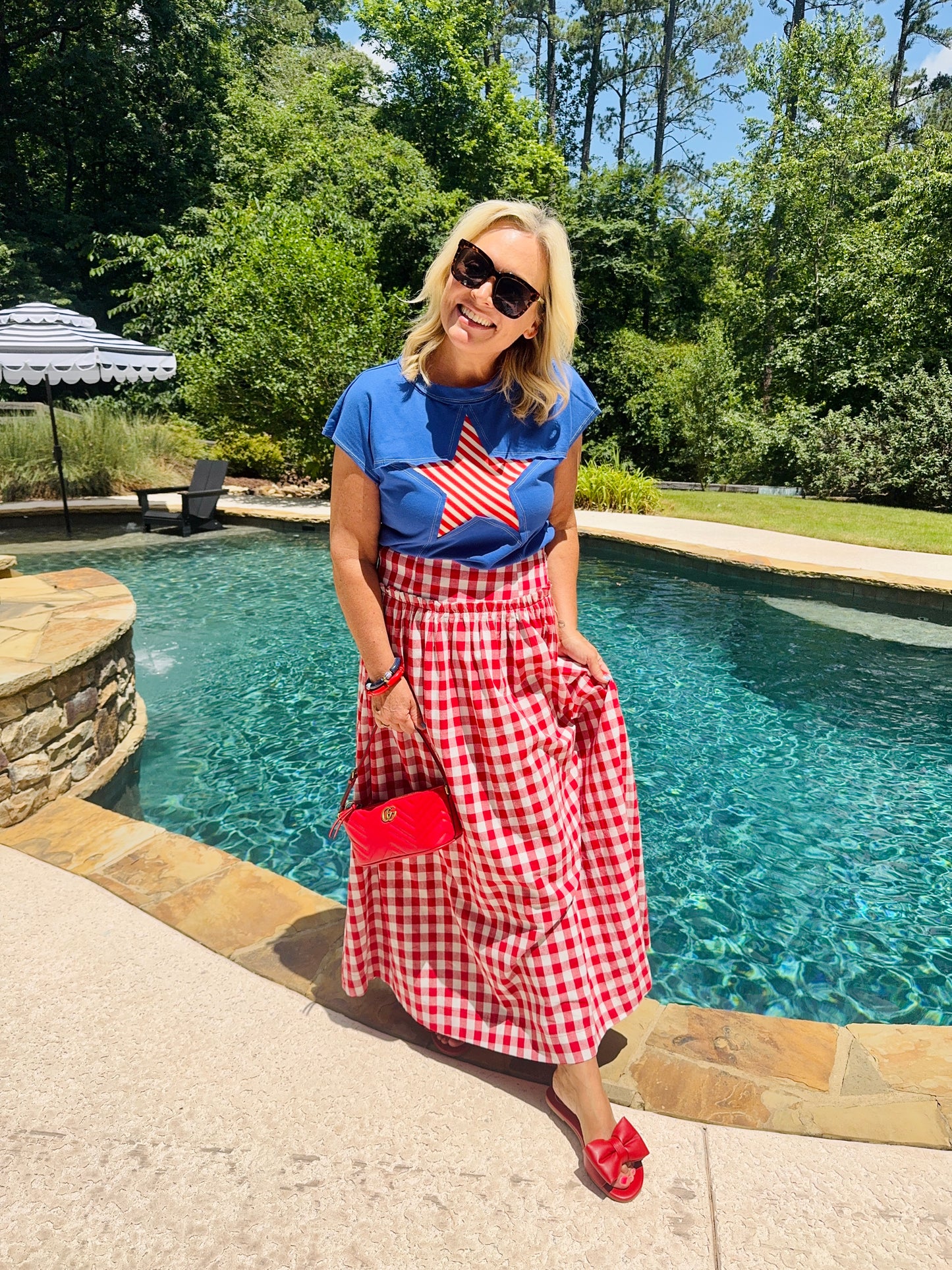 Blue shirt striped star marked down