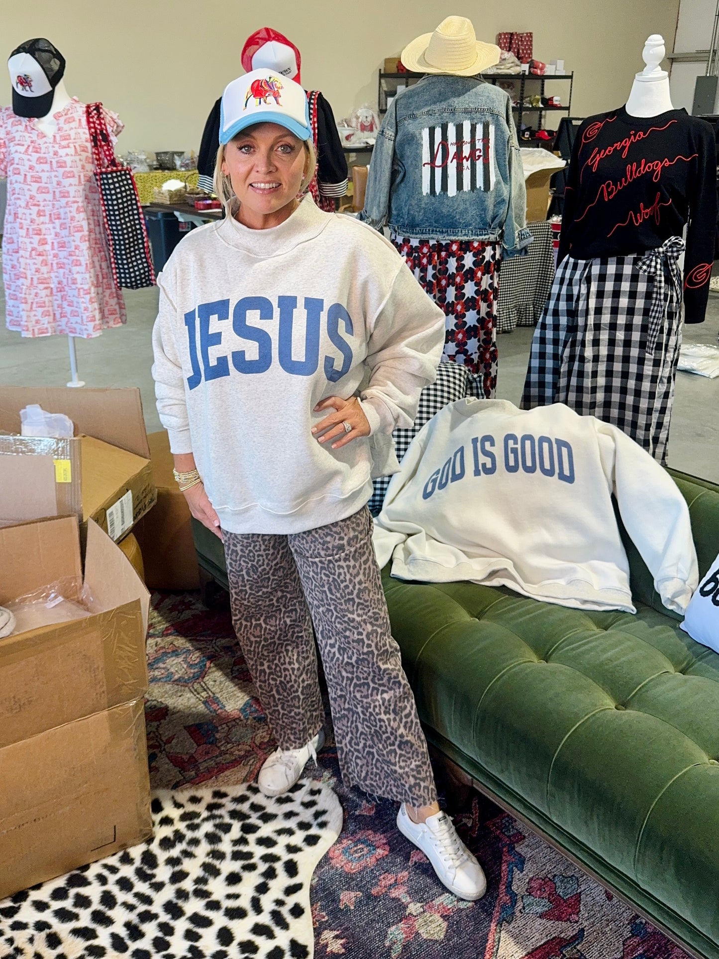 Ships now! reversible mock neck “Jesus” and “God is Good”