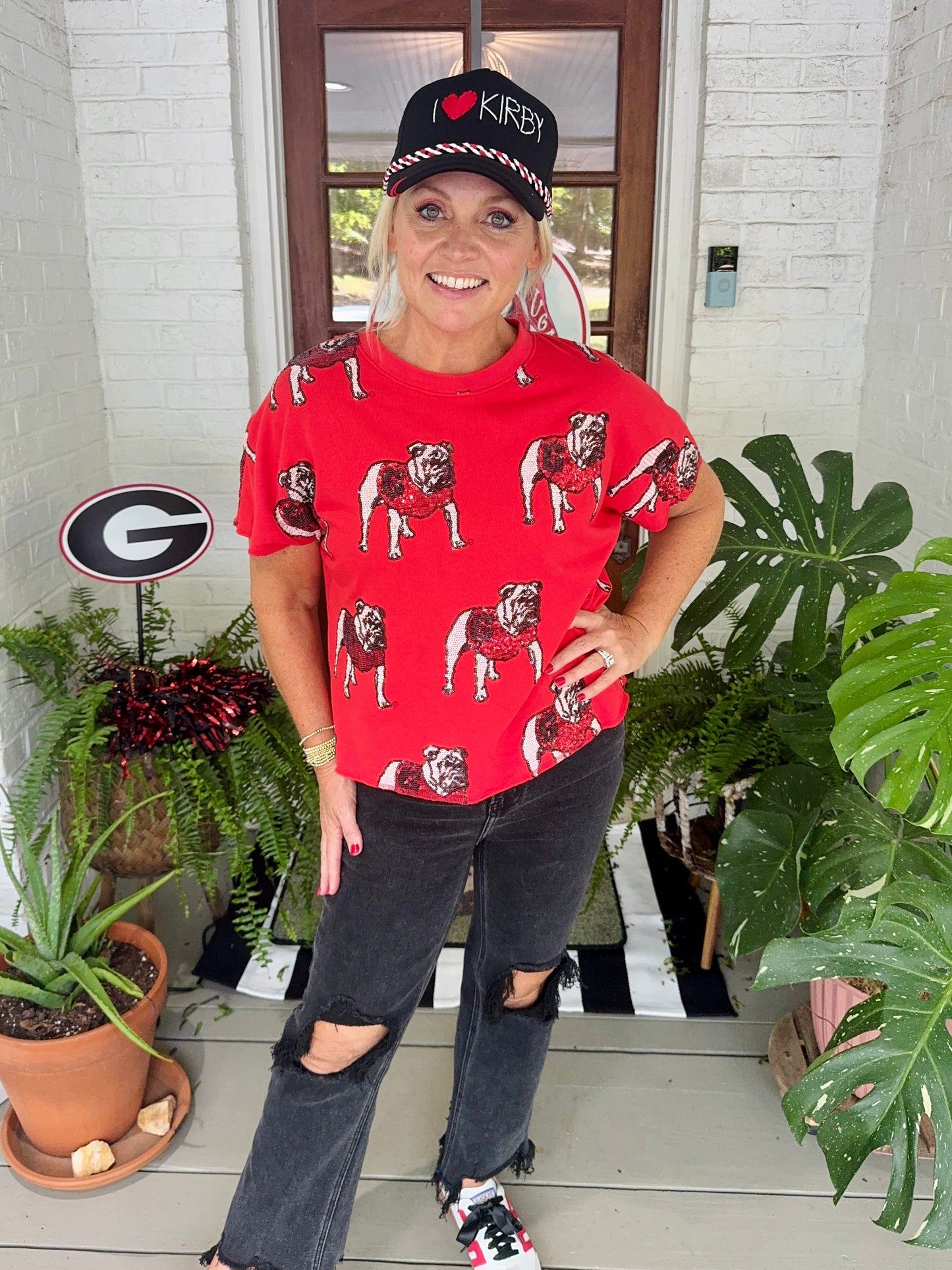 The bulldog sequin Terry top