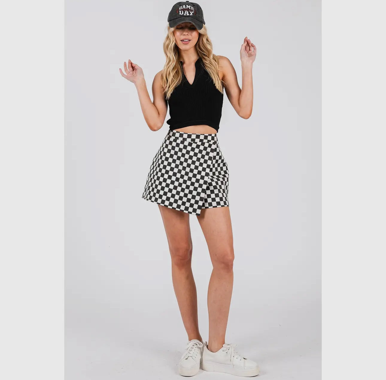 Black and white checkered skort game day