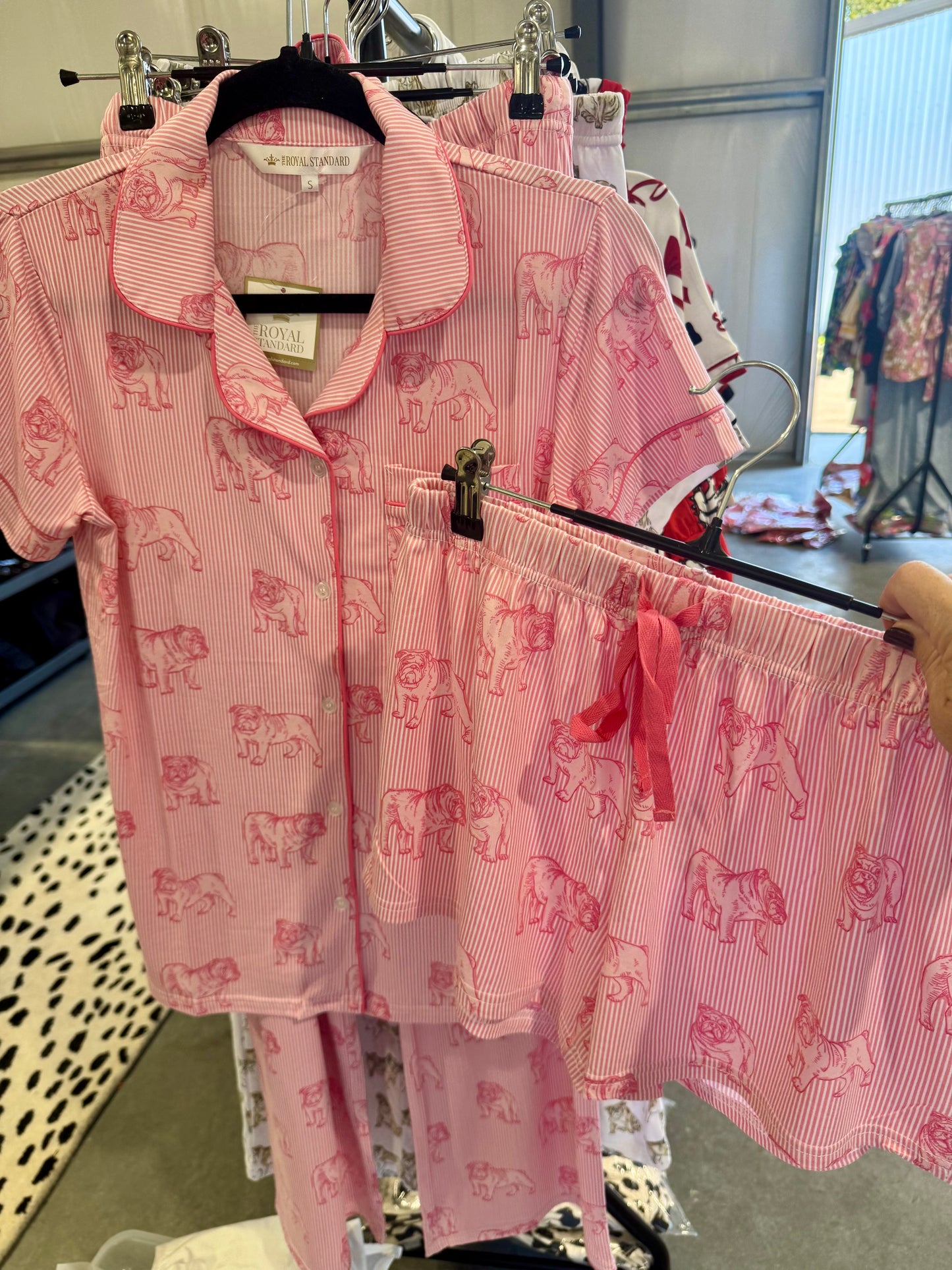 Pink bulldog pajama shorts ladies