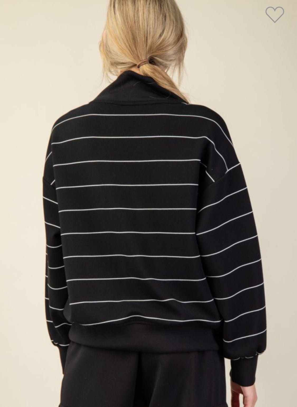 Soft Scuba black and white stripe pullover