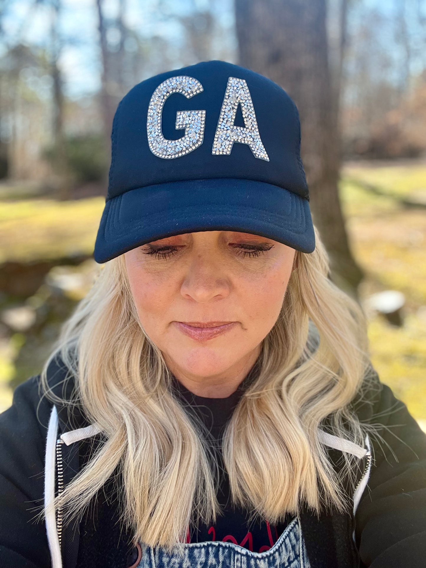 Rhinestone GA trucker hat black