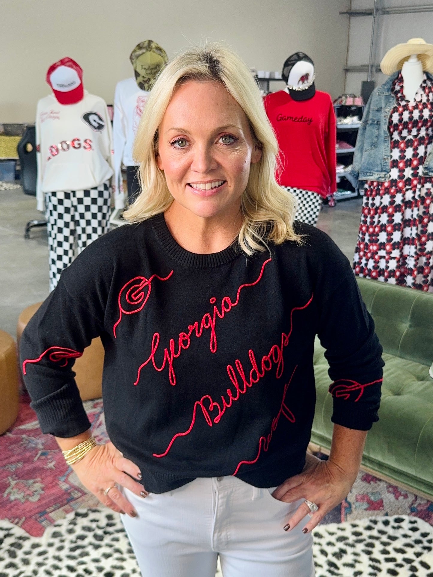 Licensed black georgia bulldog love letter sweater light weight