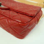 pre loved Chanel Red Hishige Caviar Shoulder Bag Silver Shoulder Back Bag Red Shoulder Bag Caviar (grained Calf) AB
