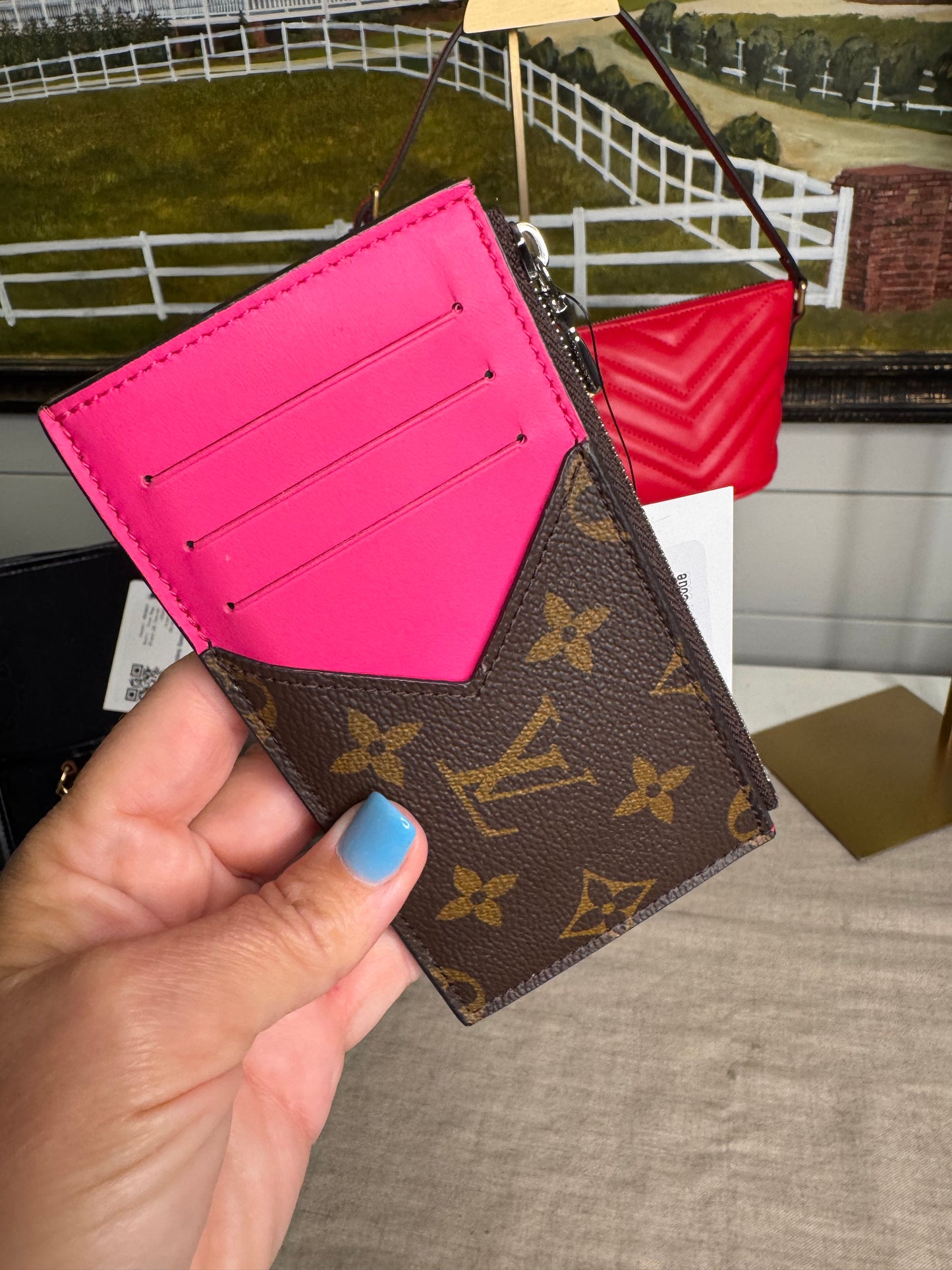 Pre loved Louis Vuitton monogram M81627 Macassar coin card holder Pink