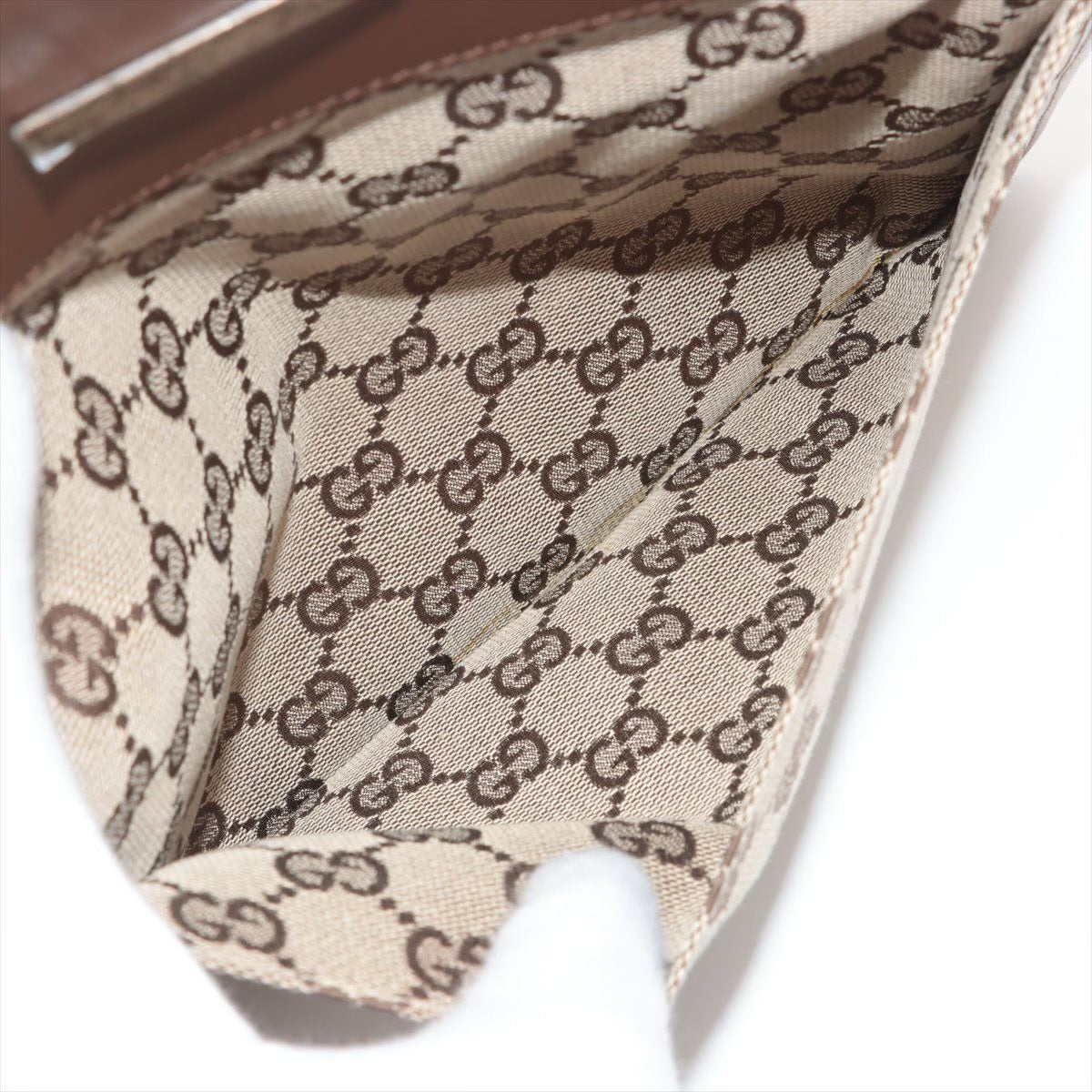 Gucci pre loved shoulder bag beige brow monogram