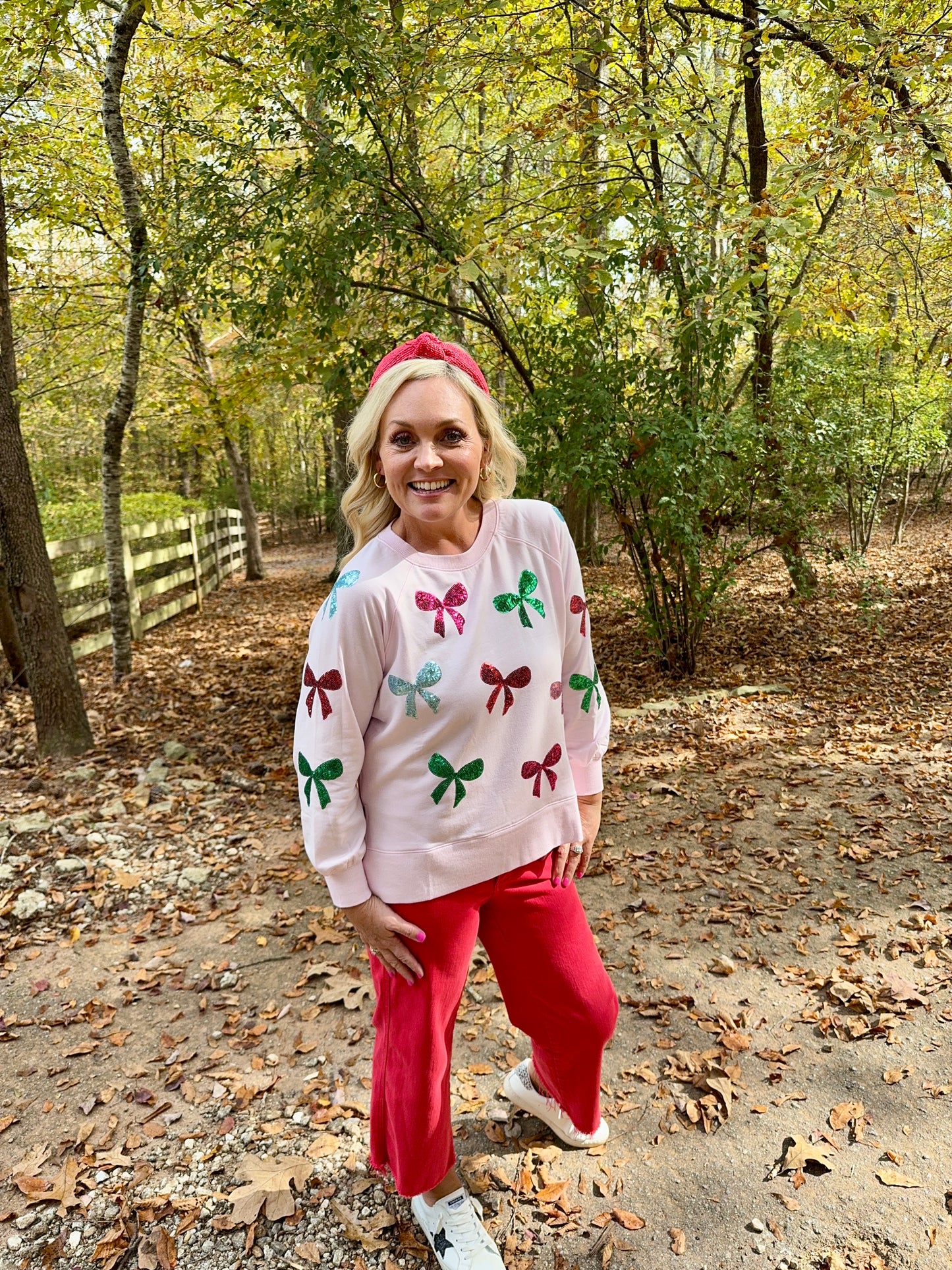 Sequin bow sweatshirt Christmas marked down