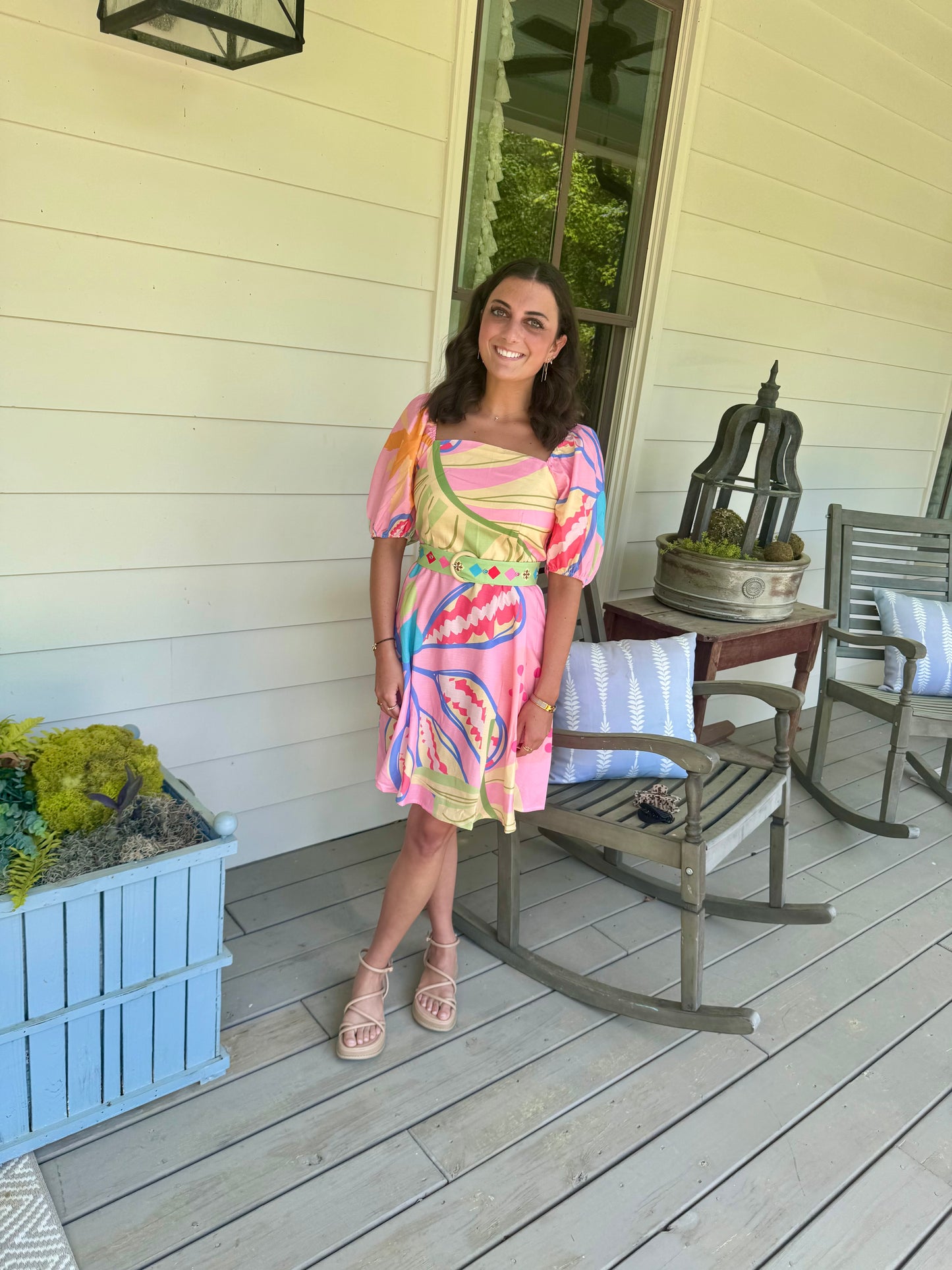 Summer dress pink multi print. Warehouse clearance sale