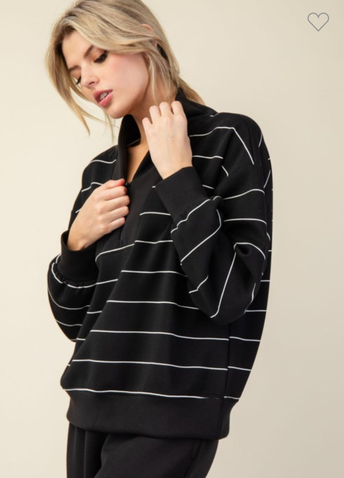 Soft Scuba black and white stripe pullover