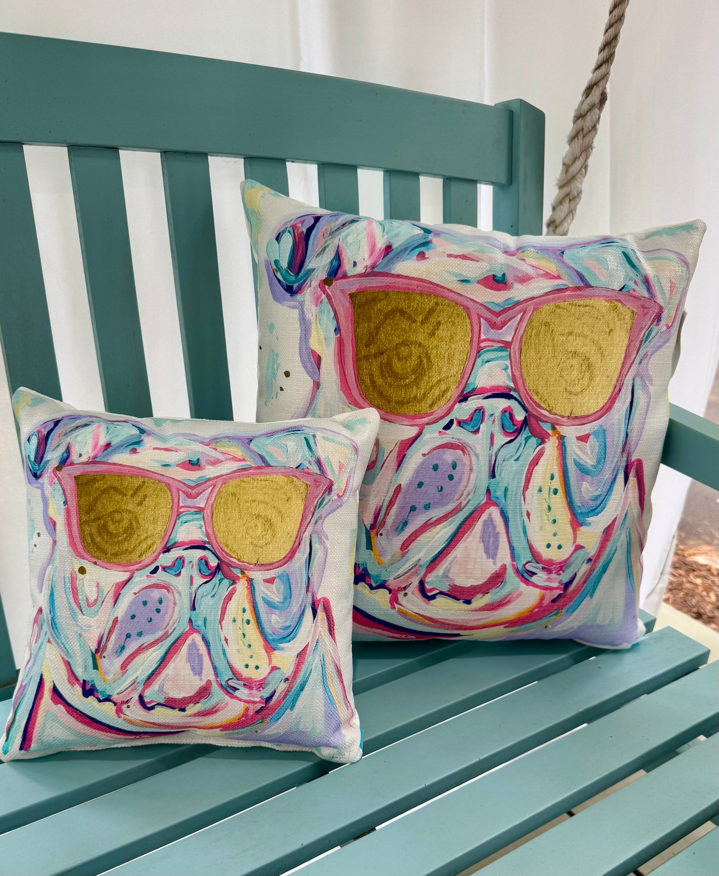 12x12 Water color bulldog pillow