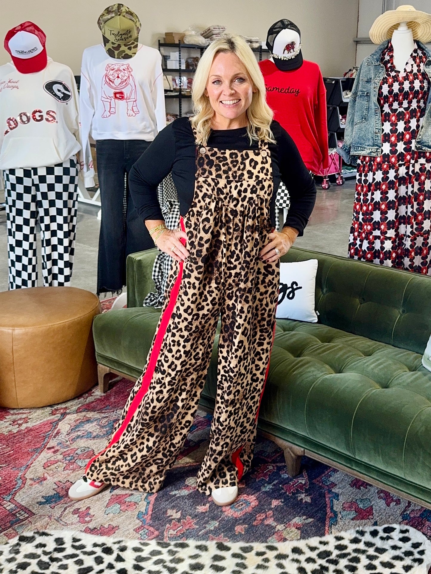 Leopard overalls jumpsuit adjustable up to plus size!