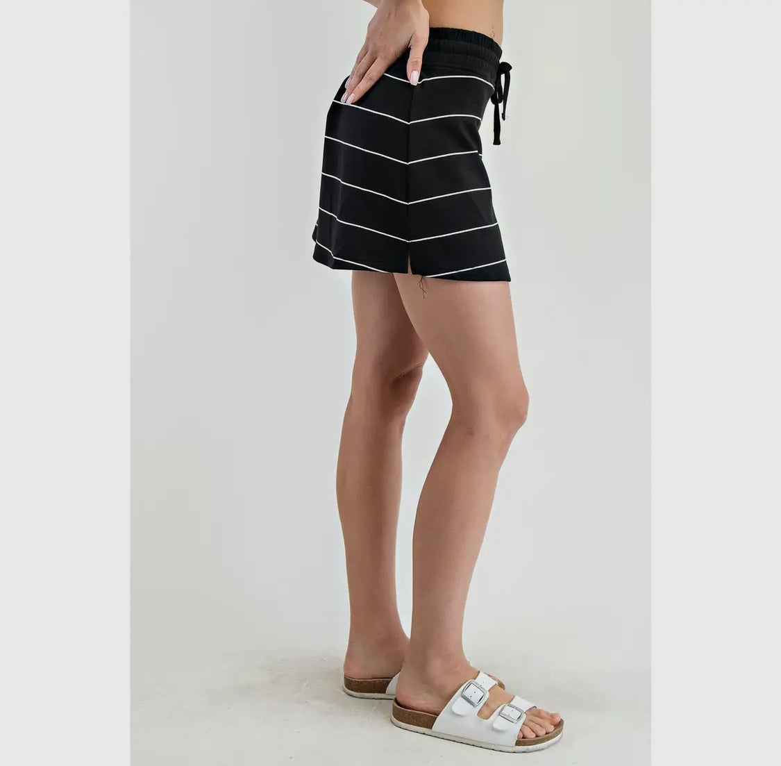 Soft scuba black and white stripe skort up to 3X!