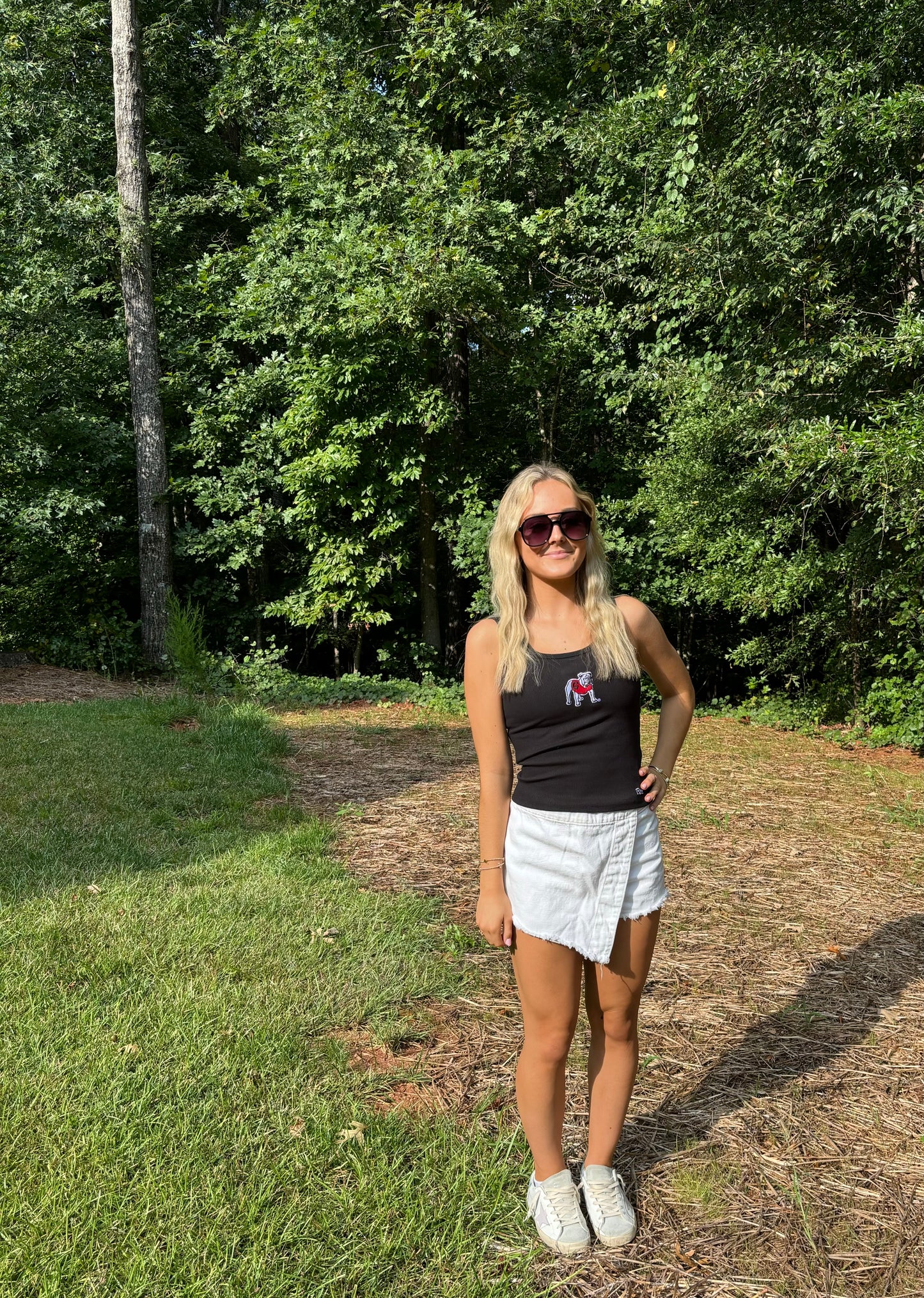 Black tank embroidered bulldog licensed hype and vice brand marked down