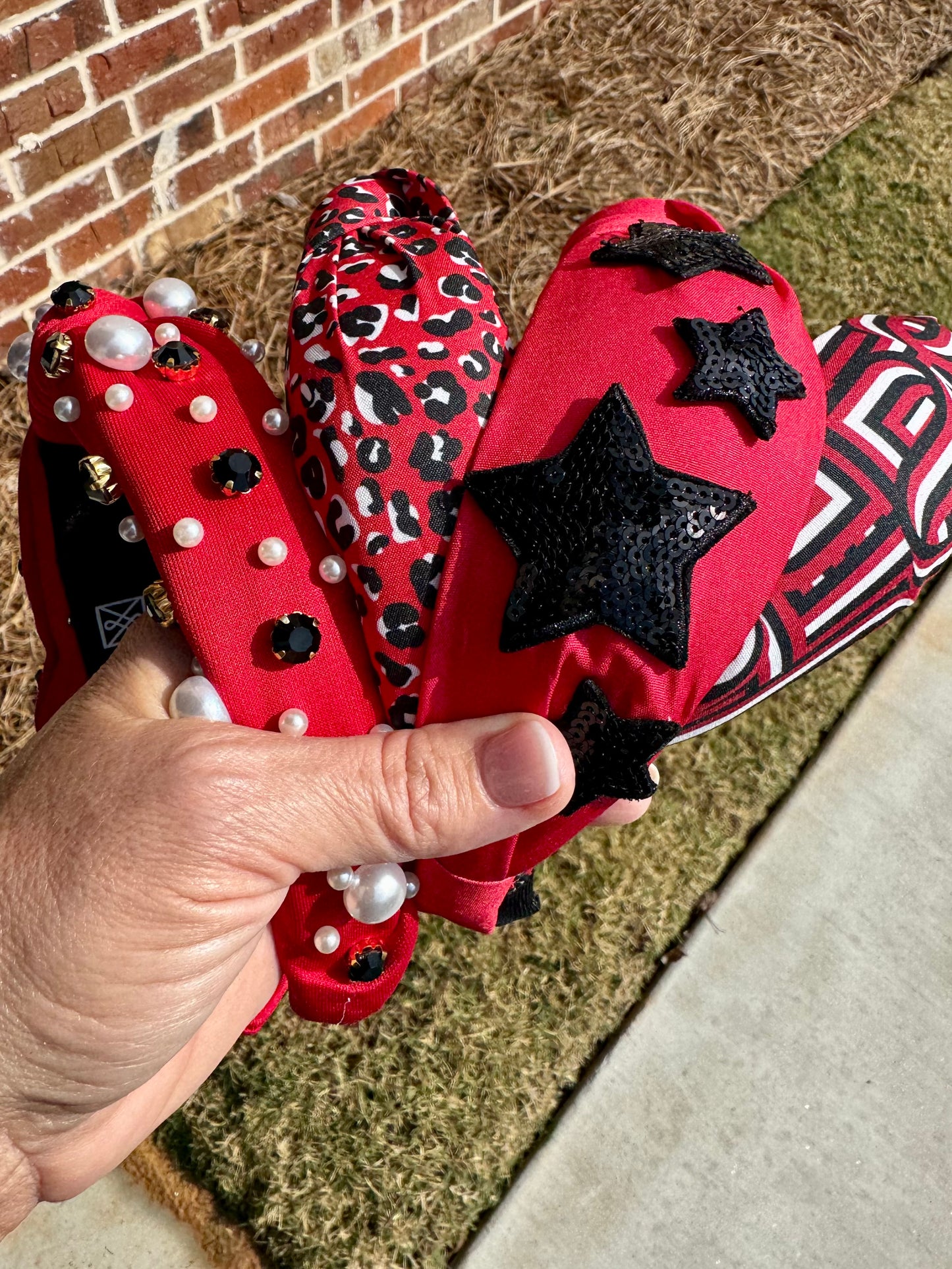 Knotted headband red and black cheetah flash deal