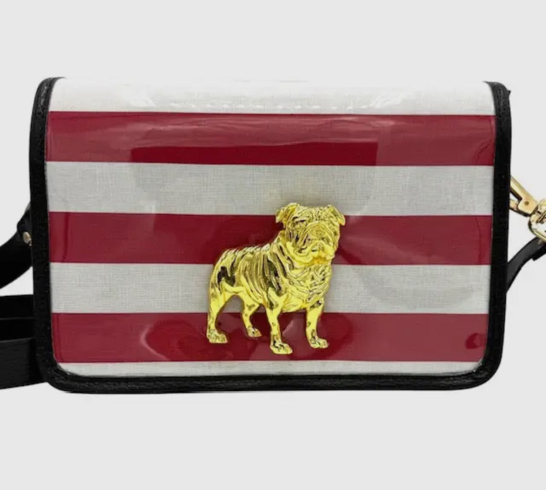 Boutique clear purse/bag with bulldog medallion