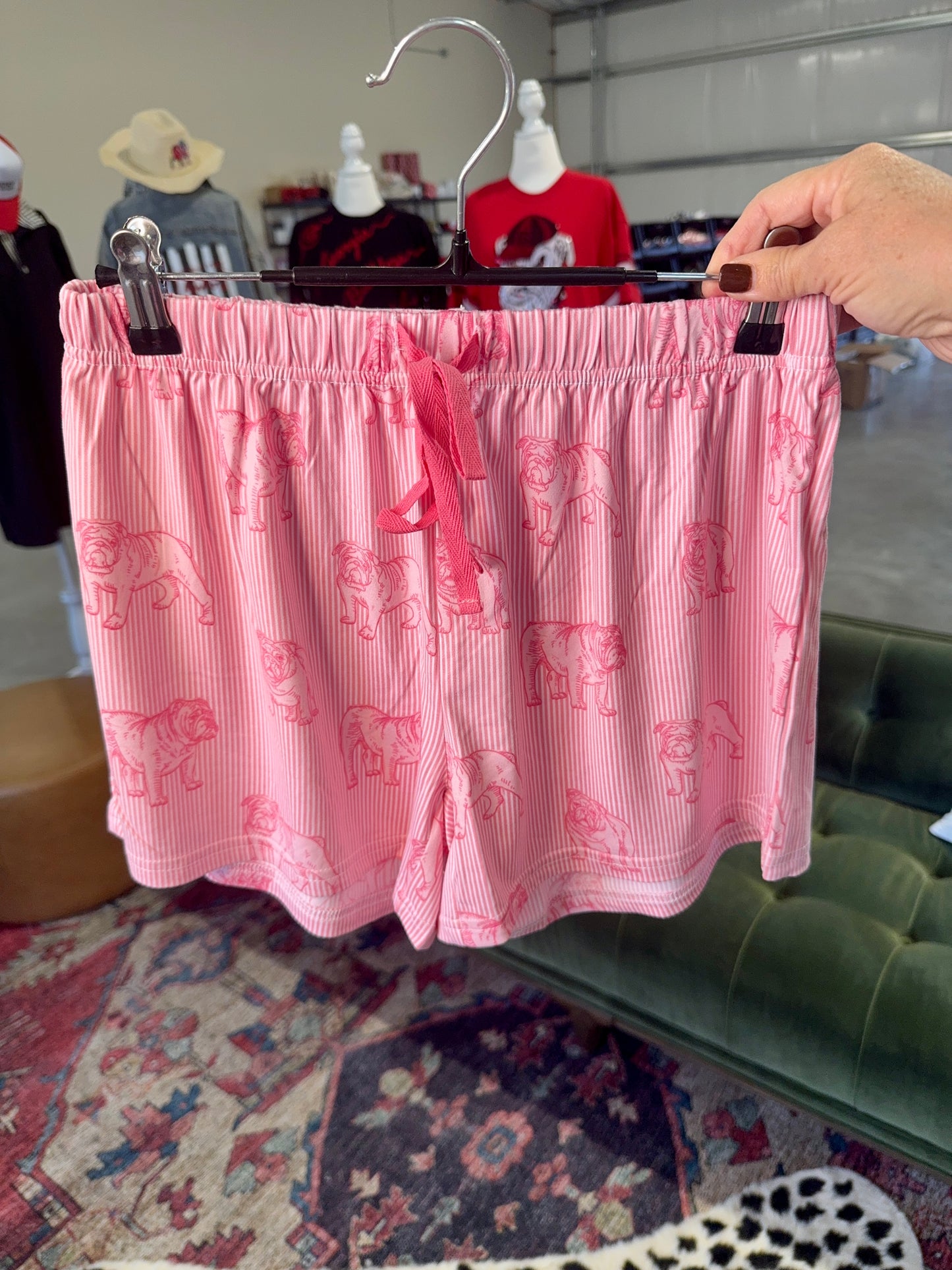 Pink bulldog pajama shorts ladies