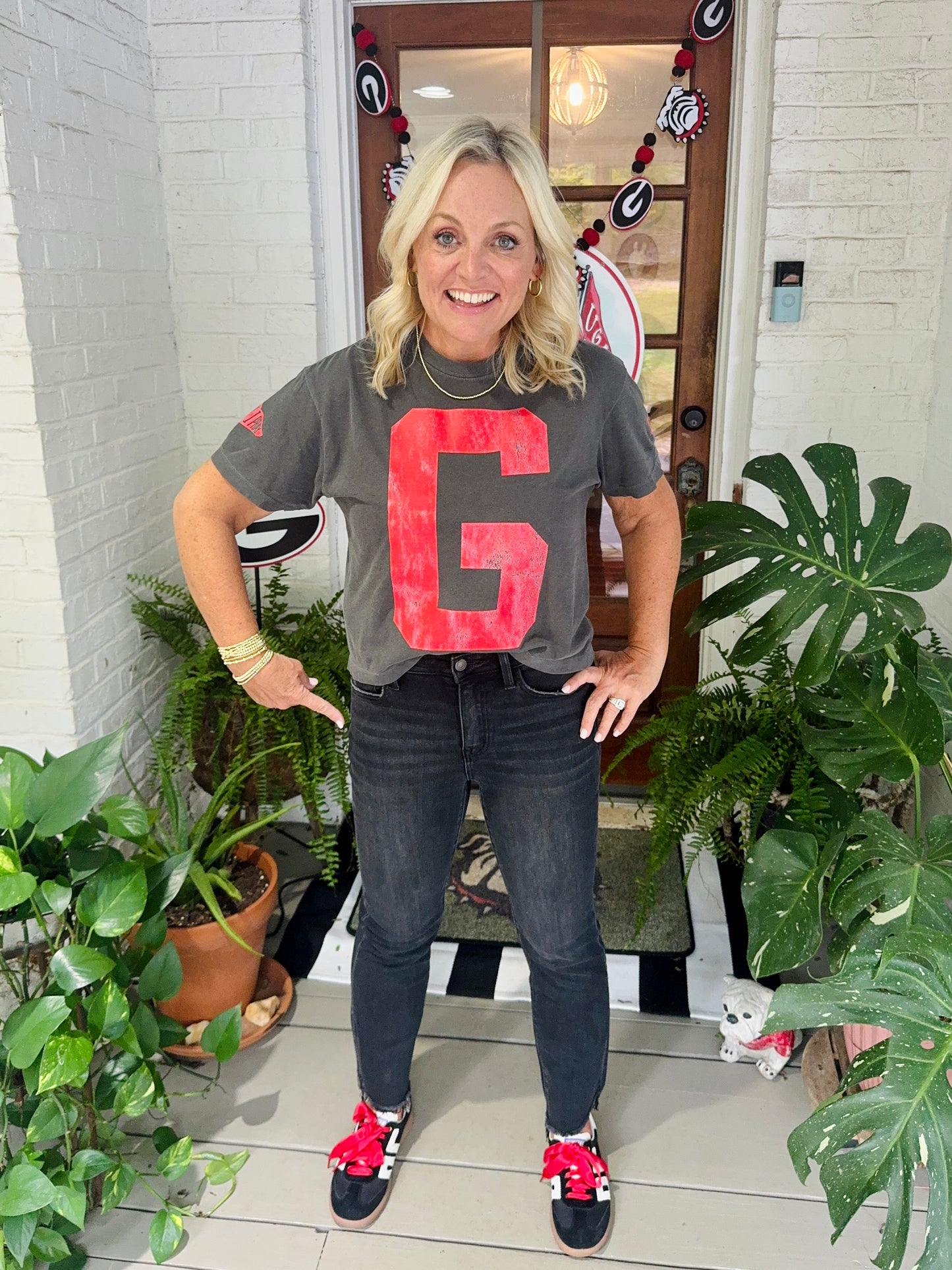 Charcoal comfort colors t shirt red G