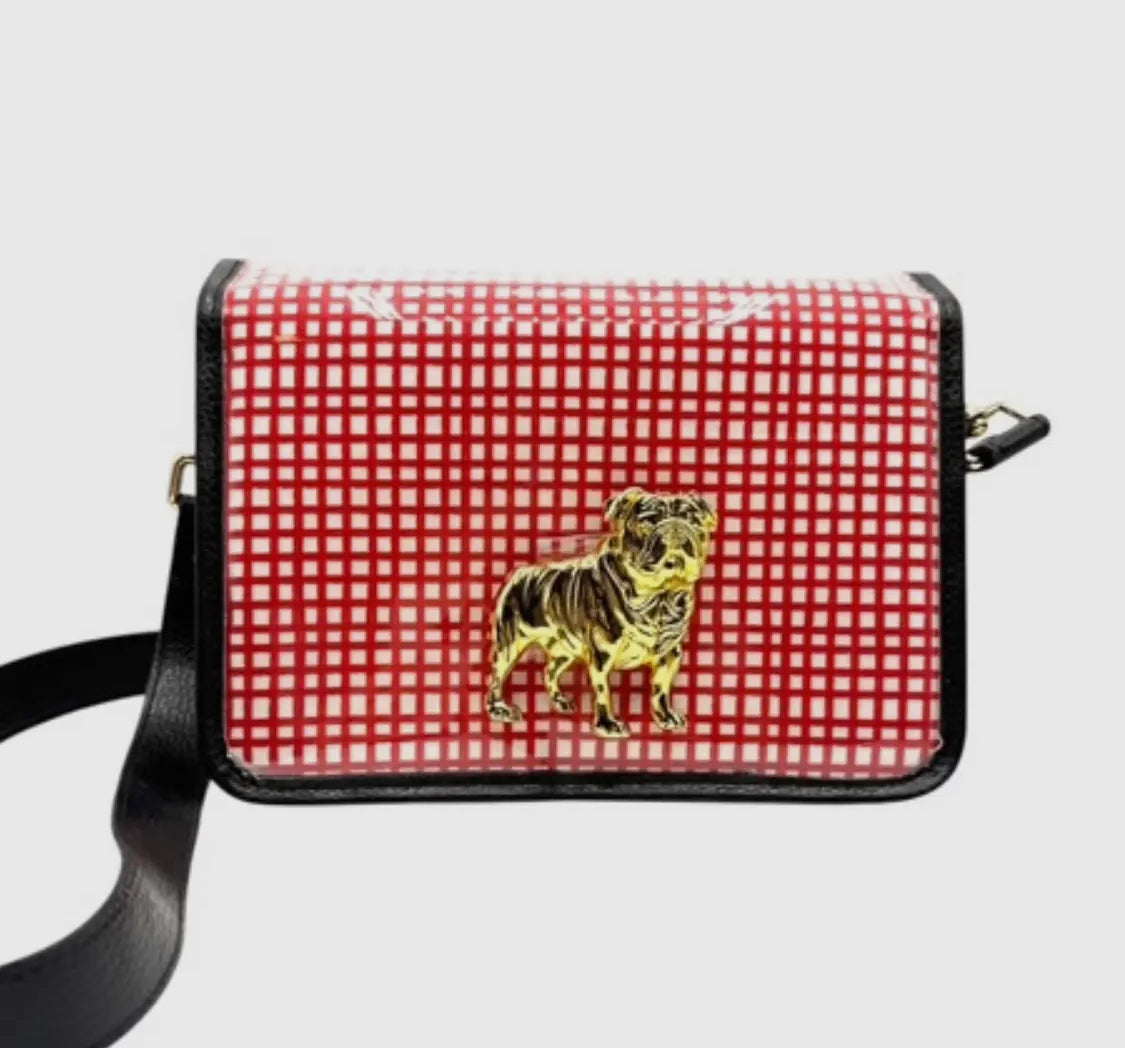 Boutique clear purse/bag with bulldog medallion