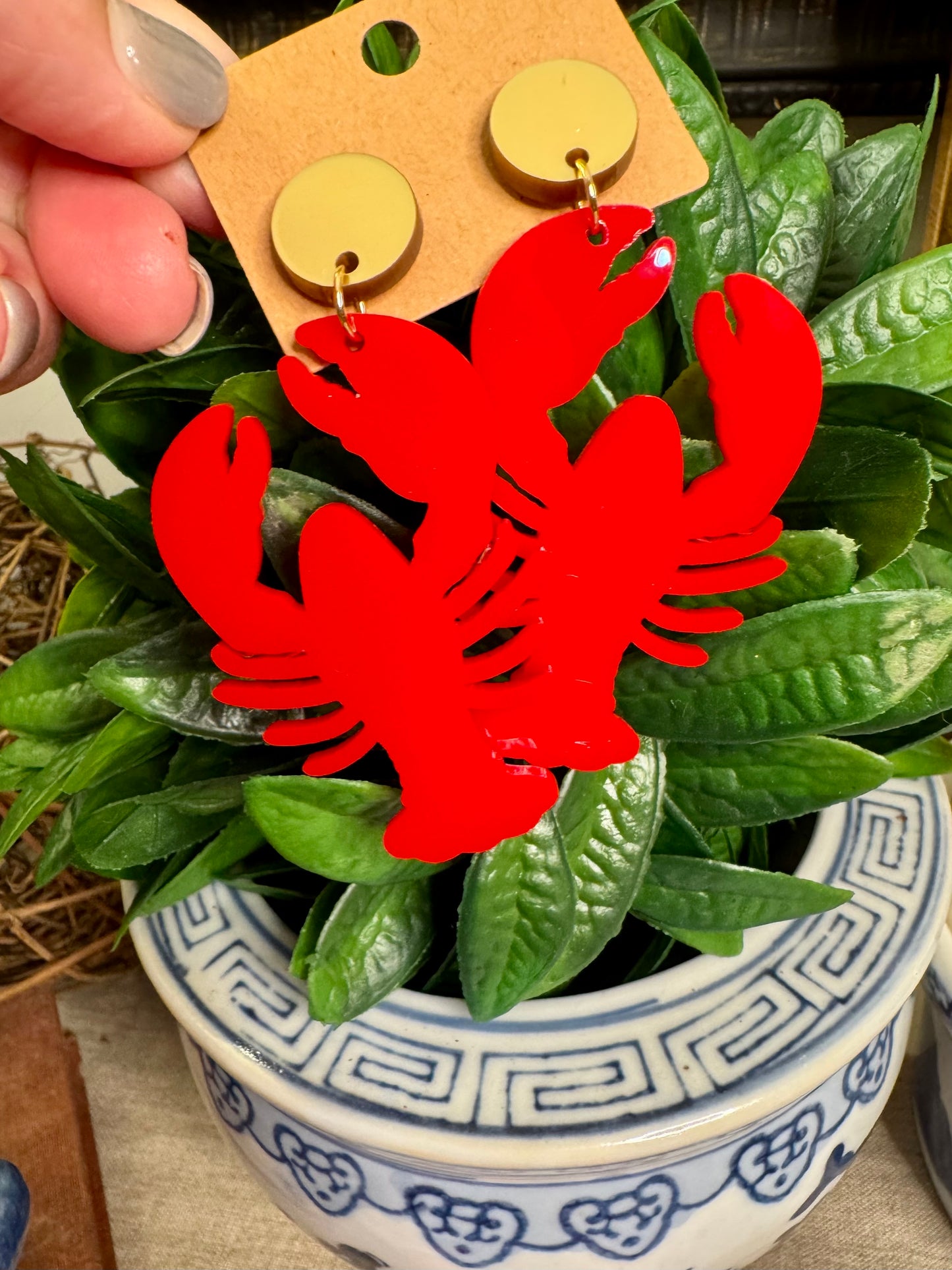 lobster acrylic earrings