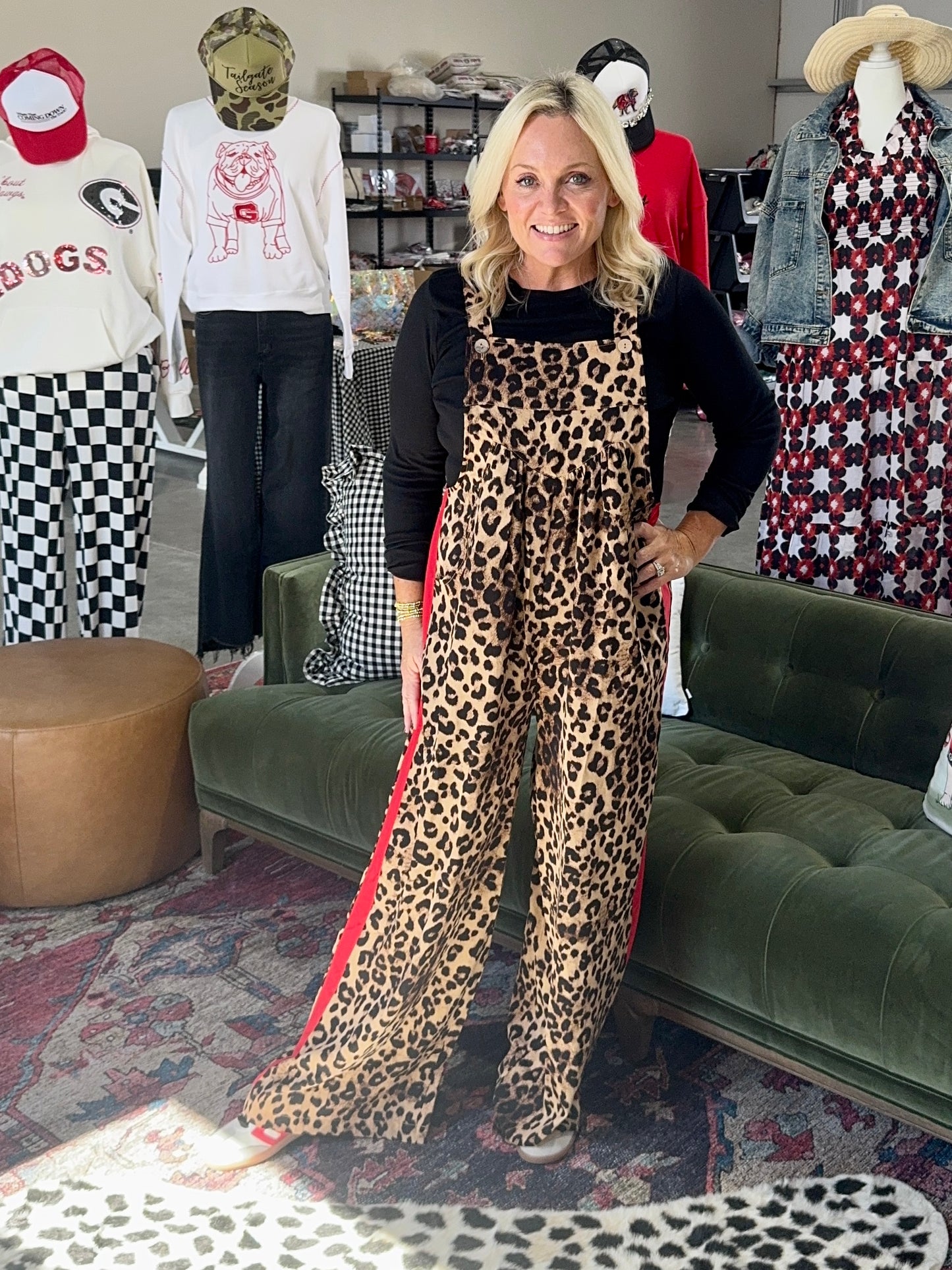 Leopard overalls jumpsuit adjustable up to plus size!