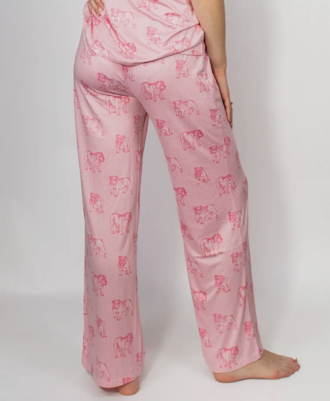 Pink bulldog pajama pants ladies