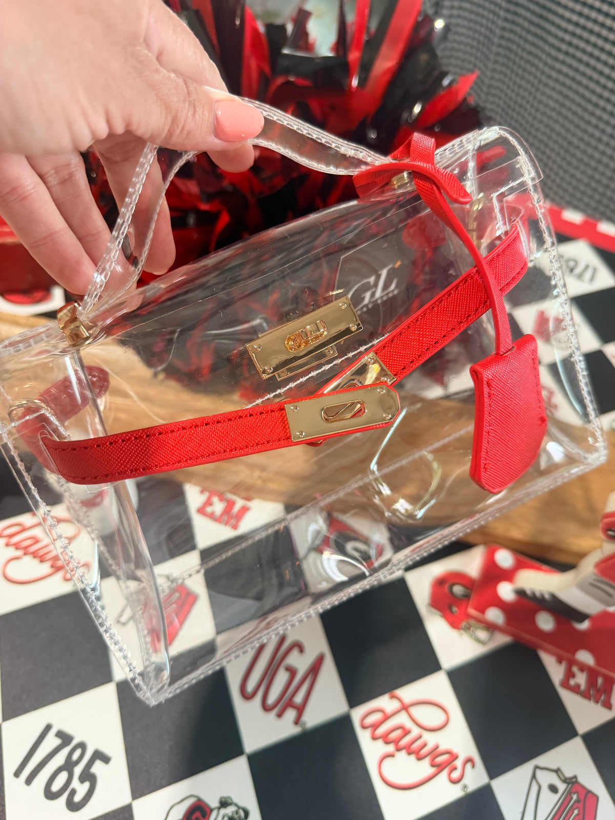 Clear purse red