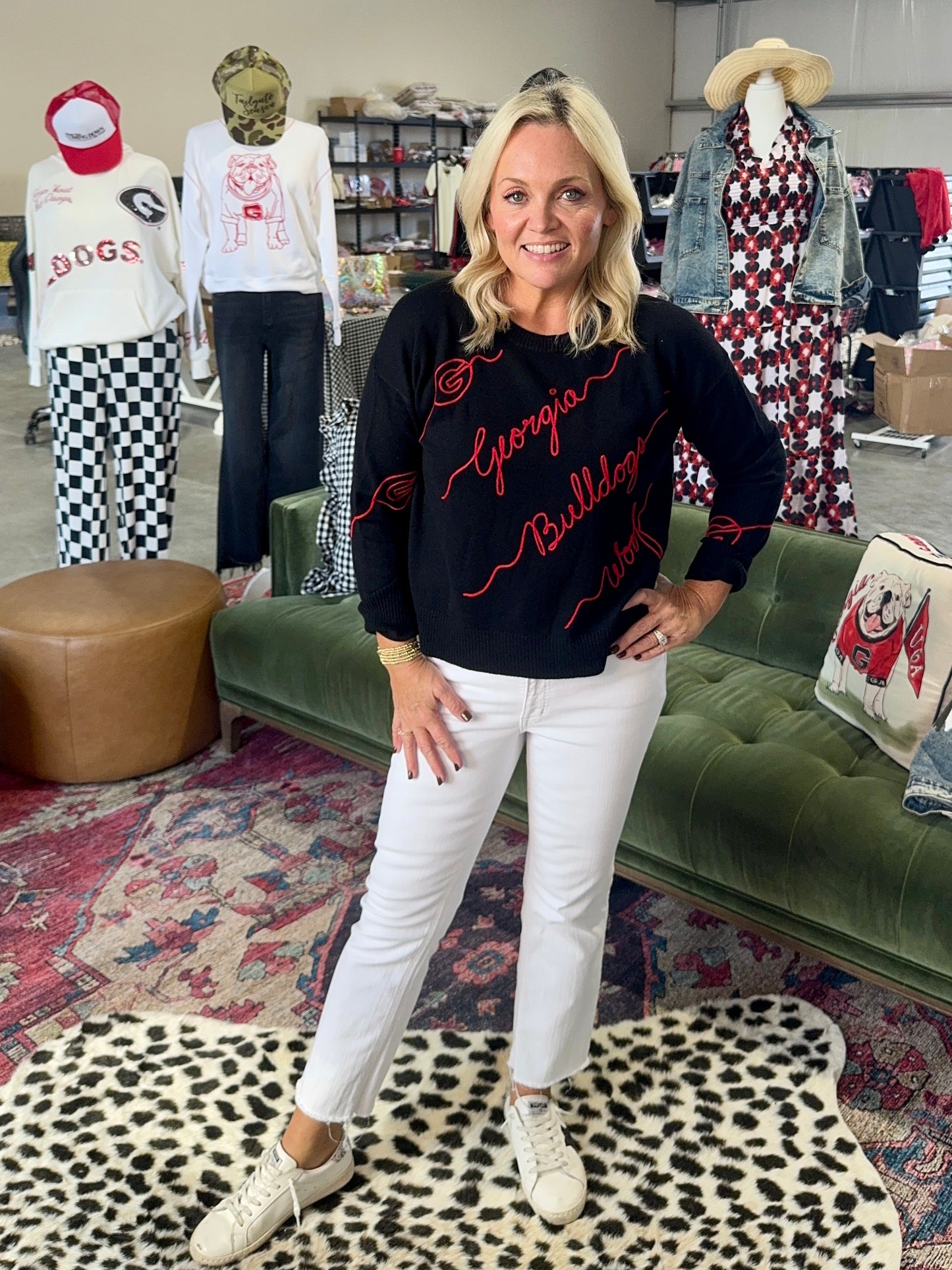 Licensed black georgia bulldog love letter sweater light weight