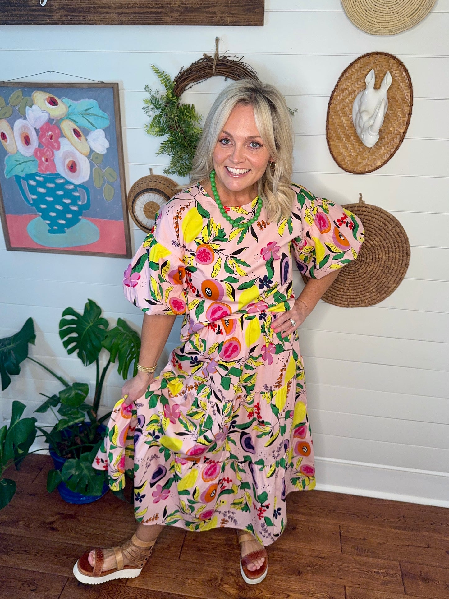 fruit top ballon sleeve spring summer marked down