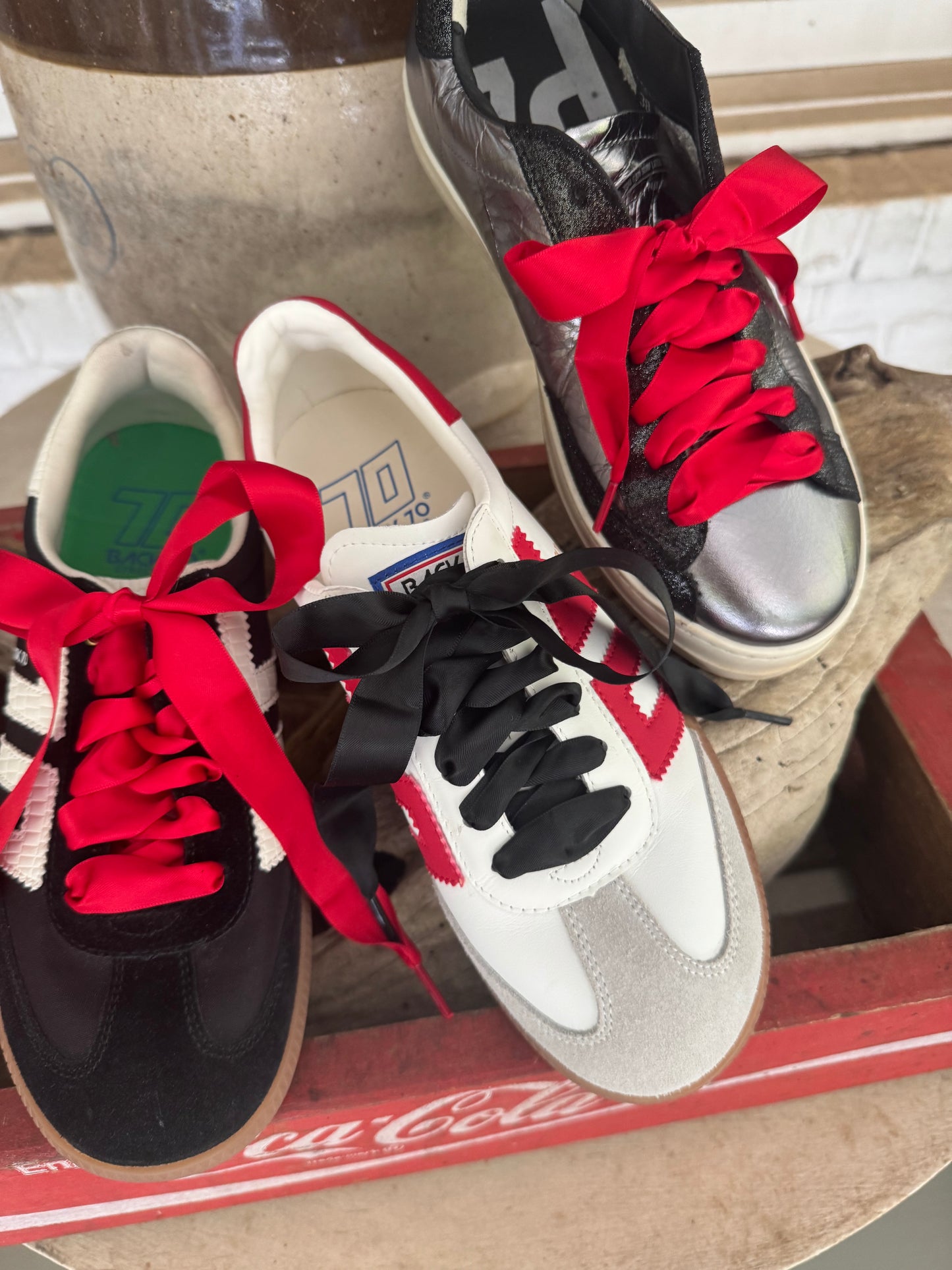 One lace listing! Game day shoe laces red or black one lace! Order two if u need for two shoes!
