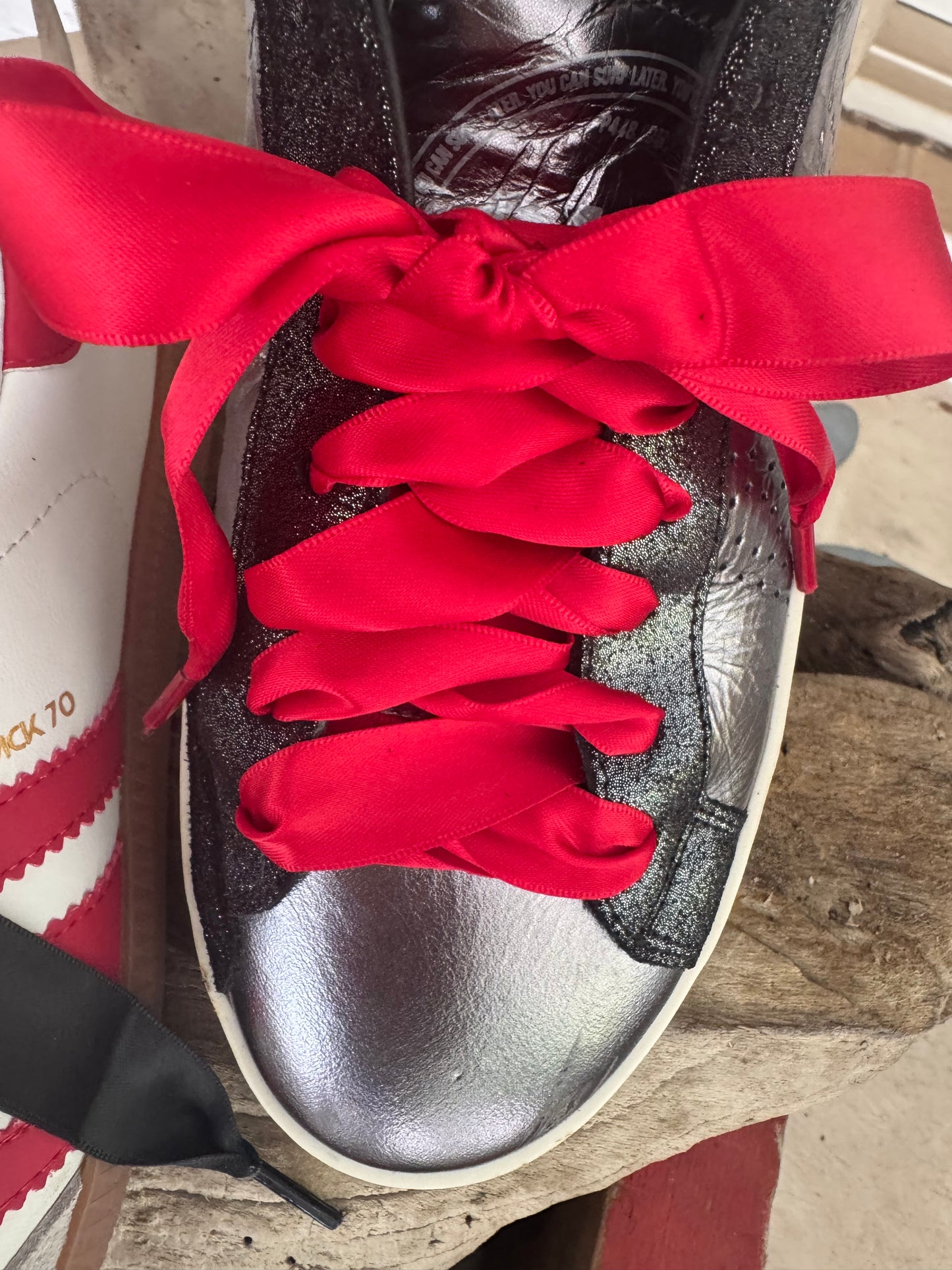 One lace listing! Game day shoe laces red or black one lace! Order two if u need for two shoes!