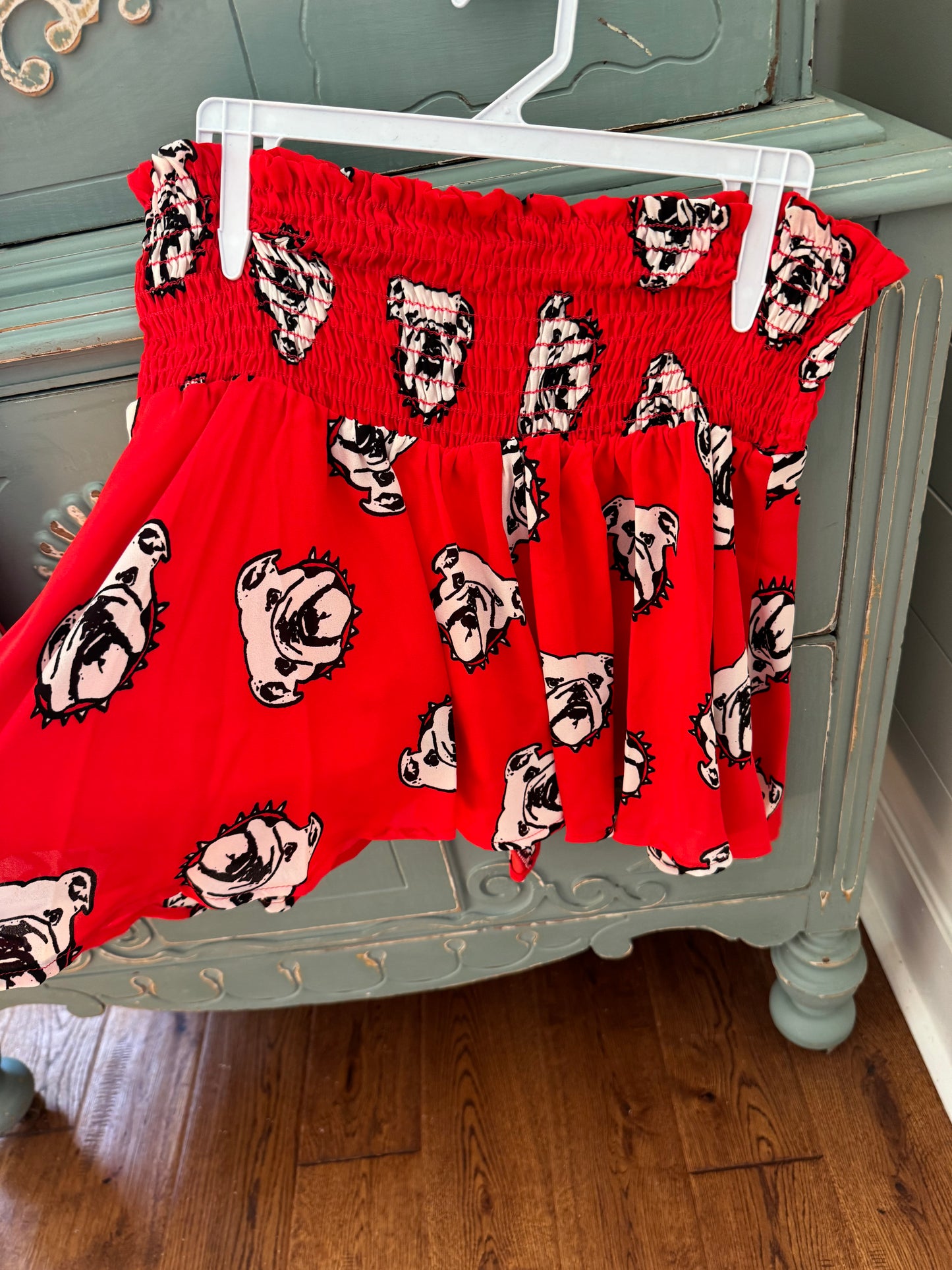 Red flowy shorts dog red black
