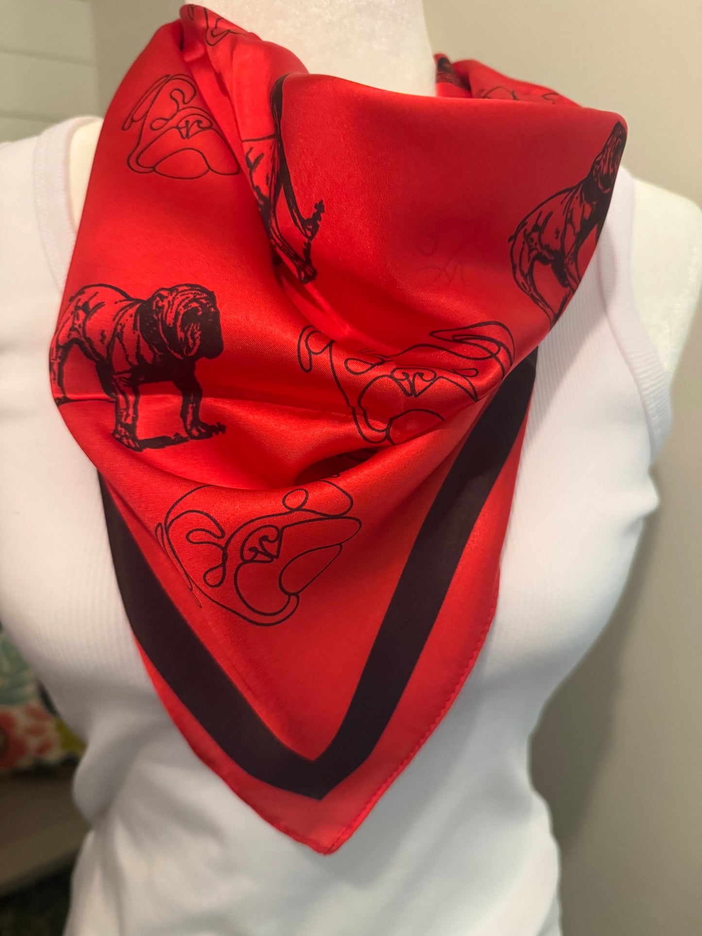 Silky game day scarf bulldogs red and black