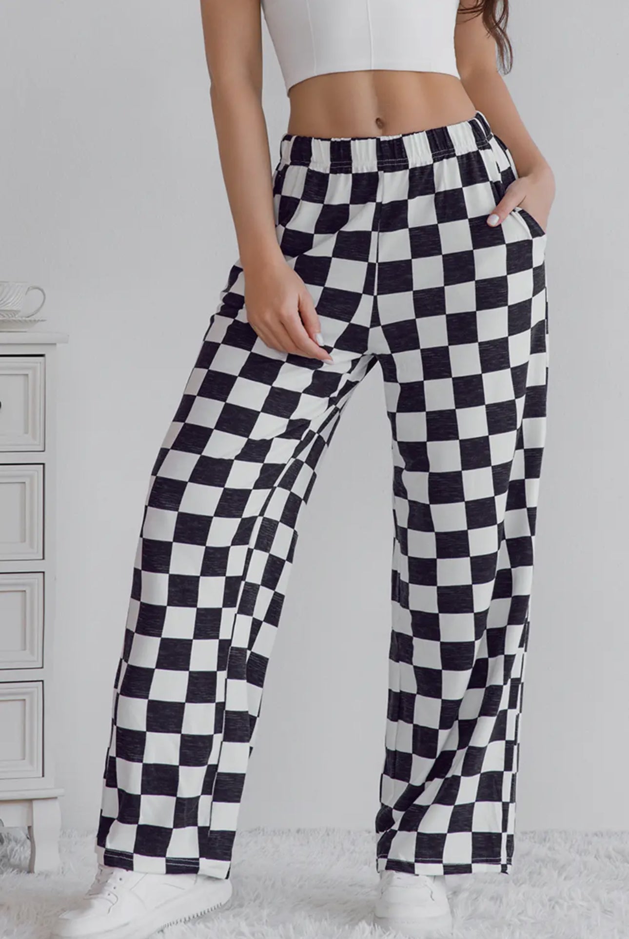 Checkered pants black and white