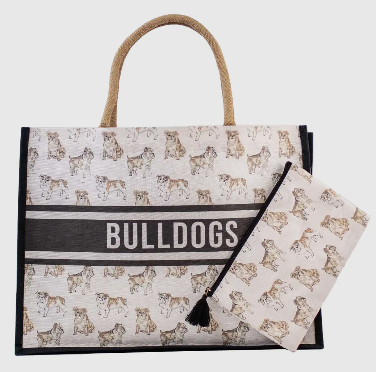 Cosmetic bag jute bulldog