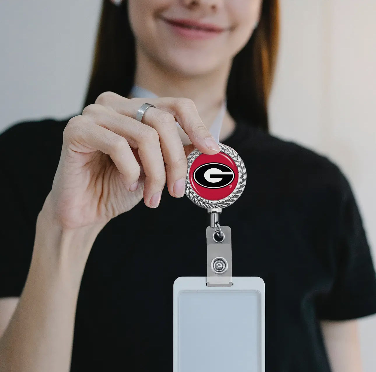 Georgia badge reel round belt clip