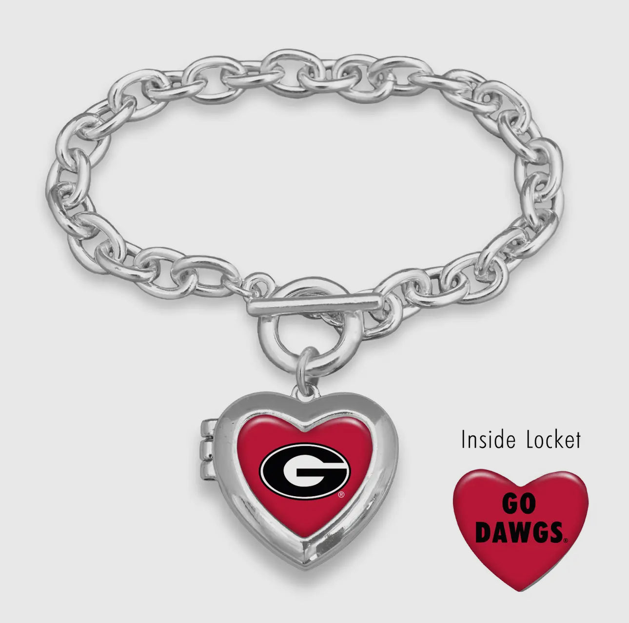 Silver locket bracelet georgia