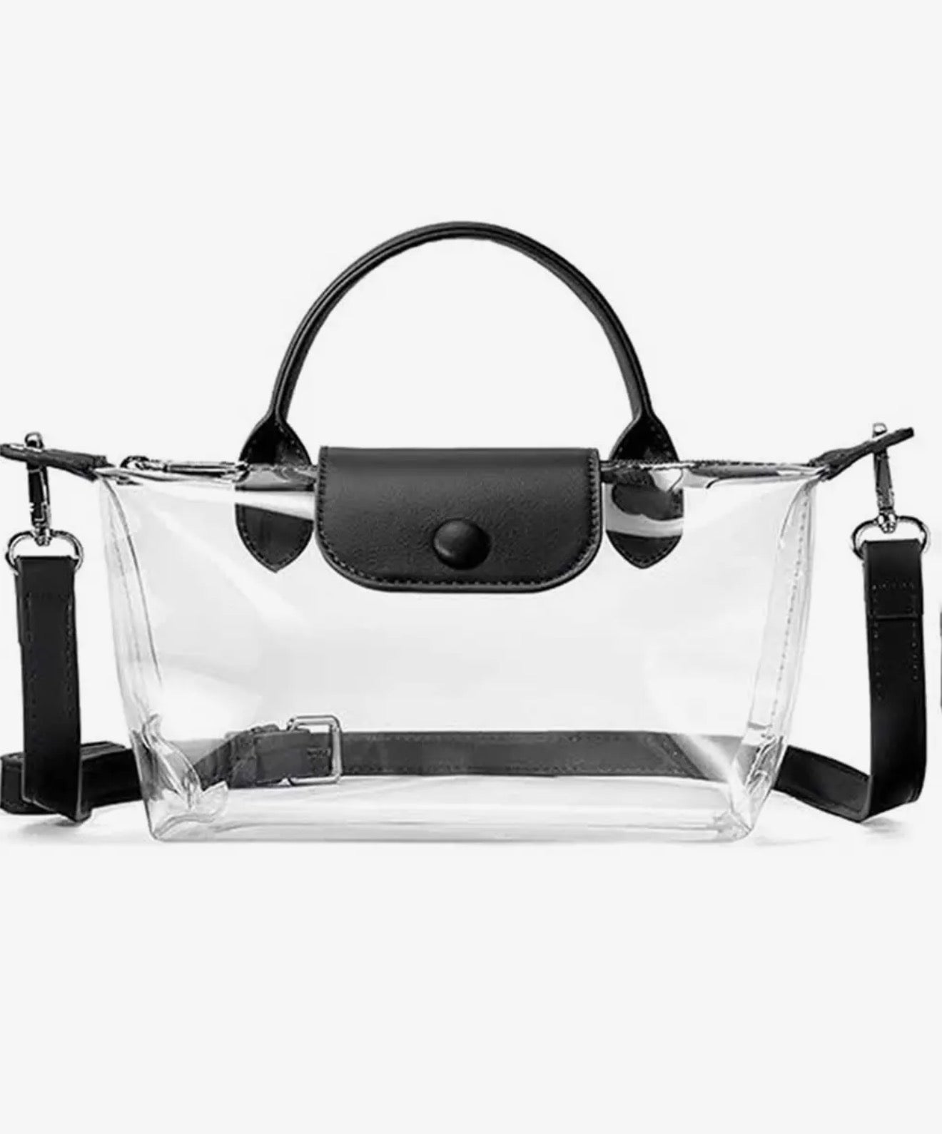Clear purse with two handles black