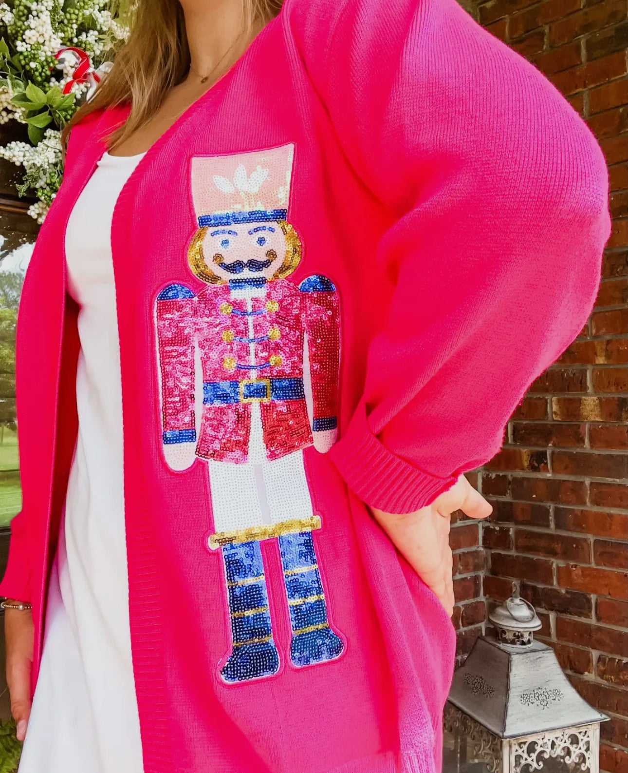 Sequin Nutcracker cardigan pink boutique high quality! Marked down