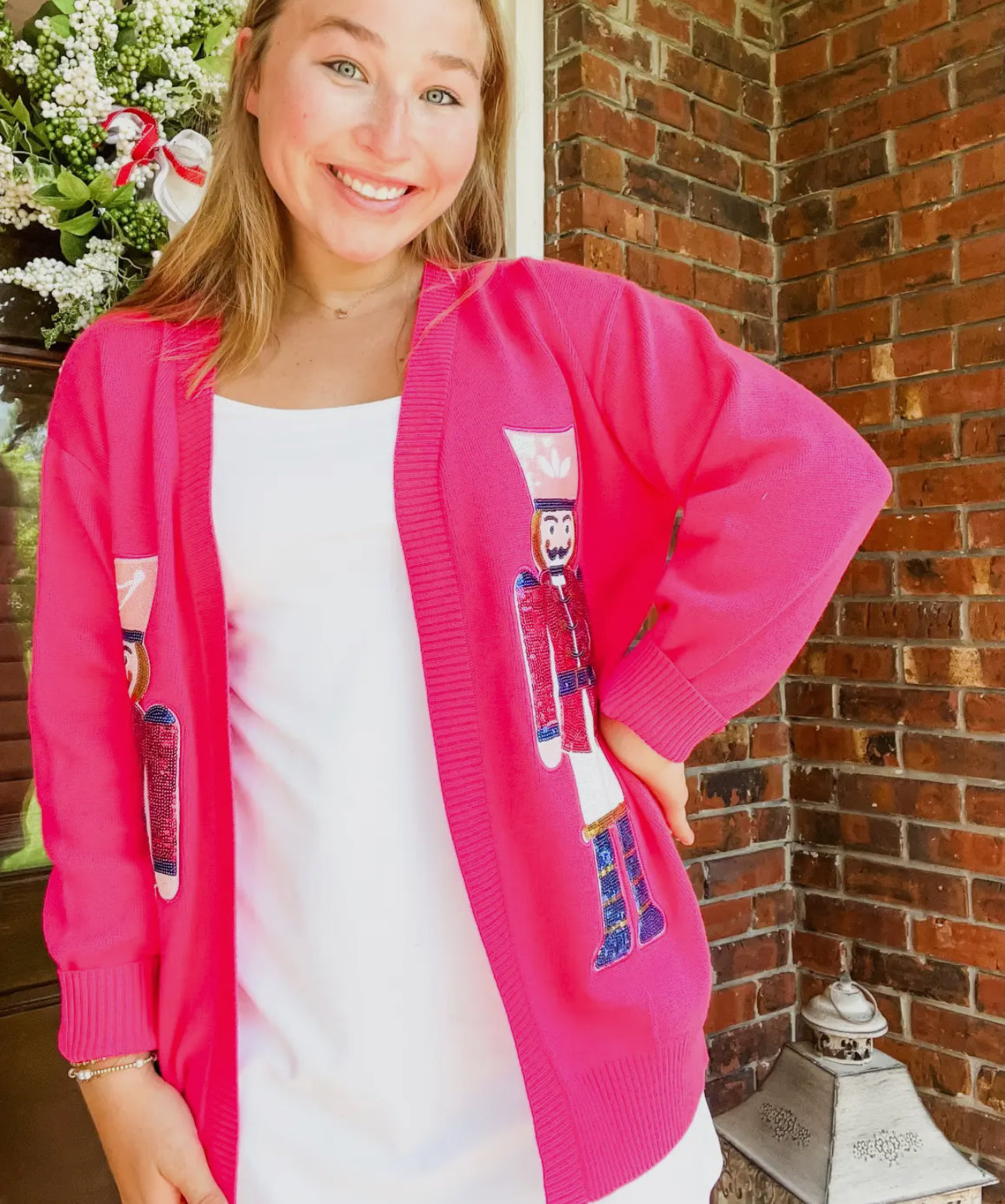 Sequin Nutcracker cardigan pink boutique high quality! Marked down