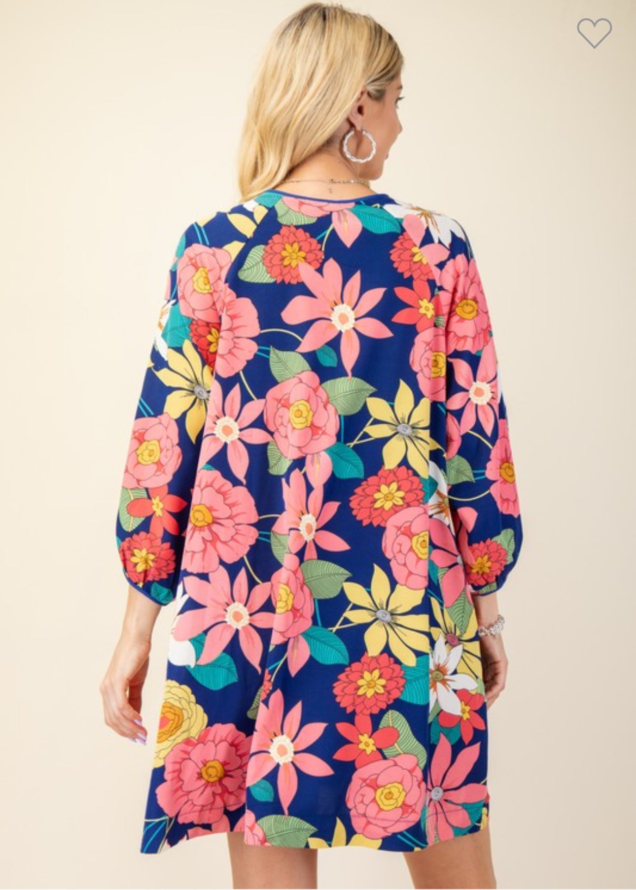 bold navy floral boho mini dress marked down