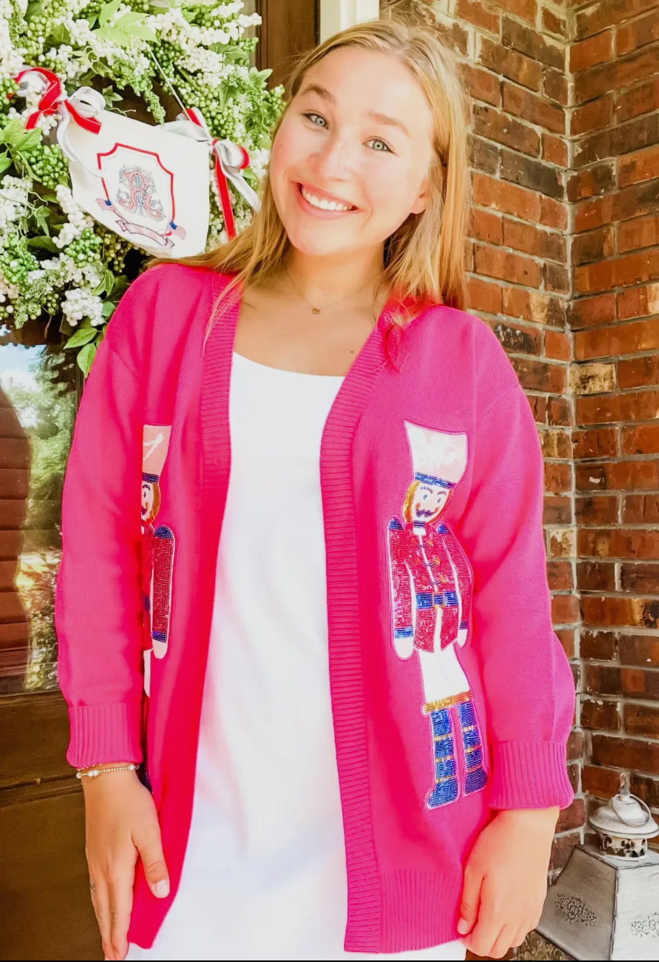 Sequin Nutcracker cardigan pink boutique high quality! Marked down