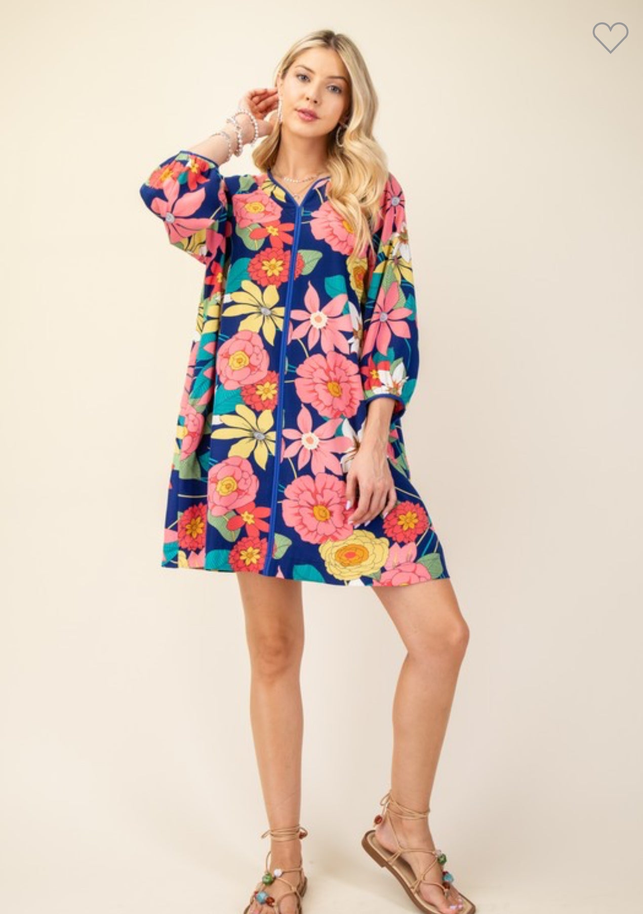 bold navy floral boho mini dress marked down